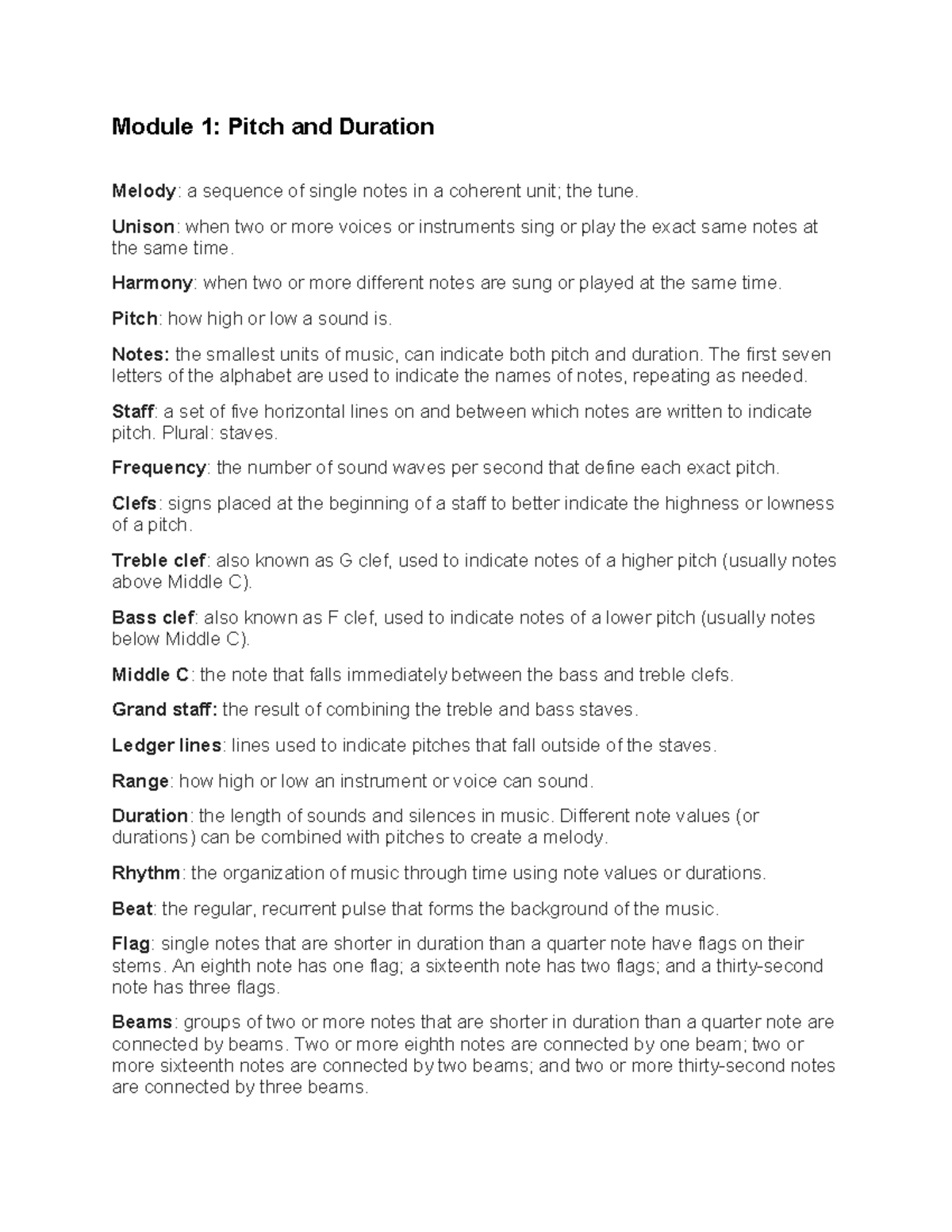 music-101-key-terms-modules-1-2-3-module-1-pitch-and-duration