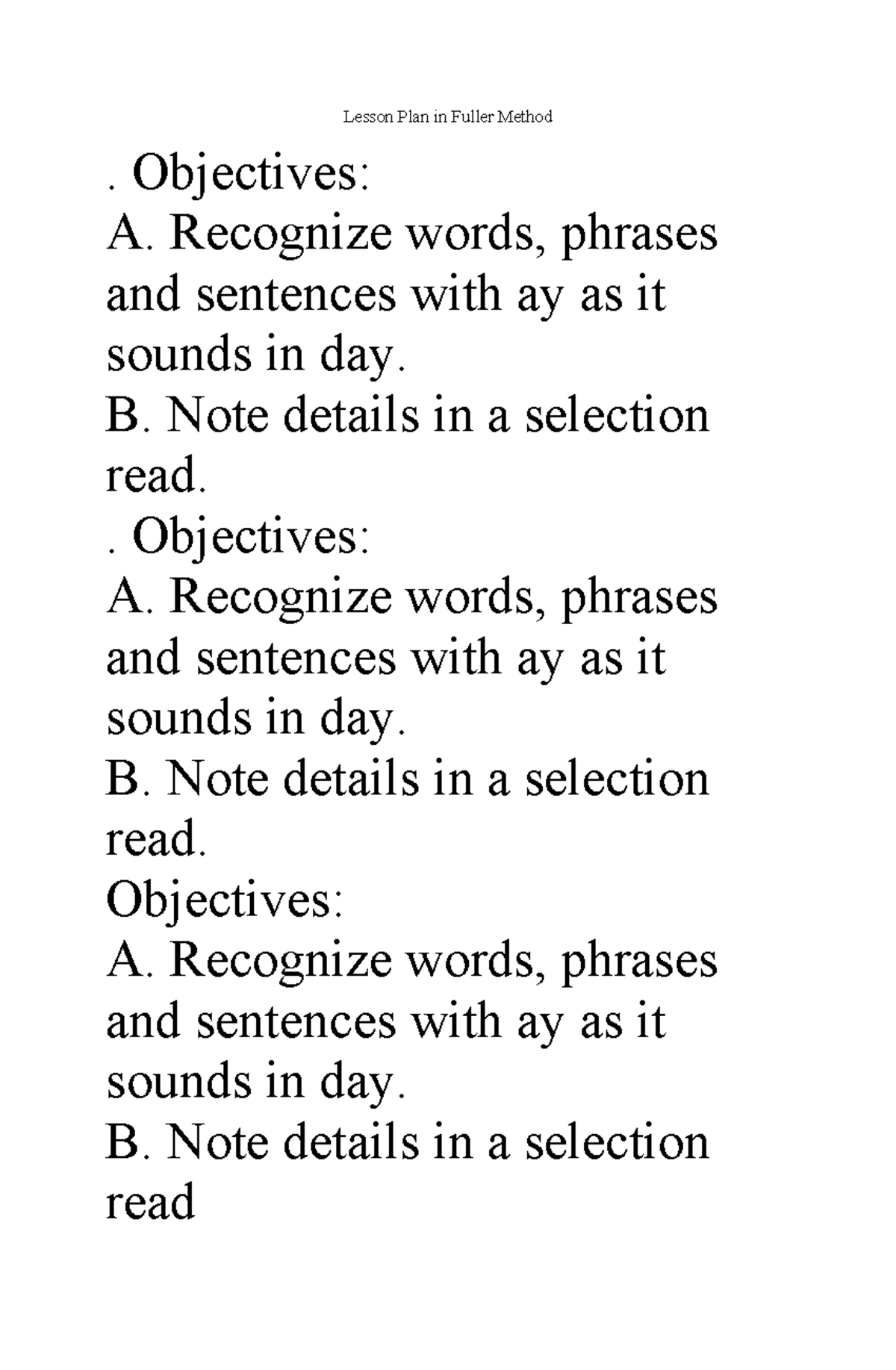 696743099 Lesson Plan in Fuller Method - Lesson Plan in Fuller Method ...