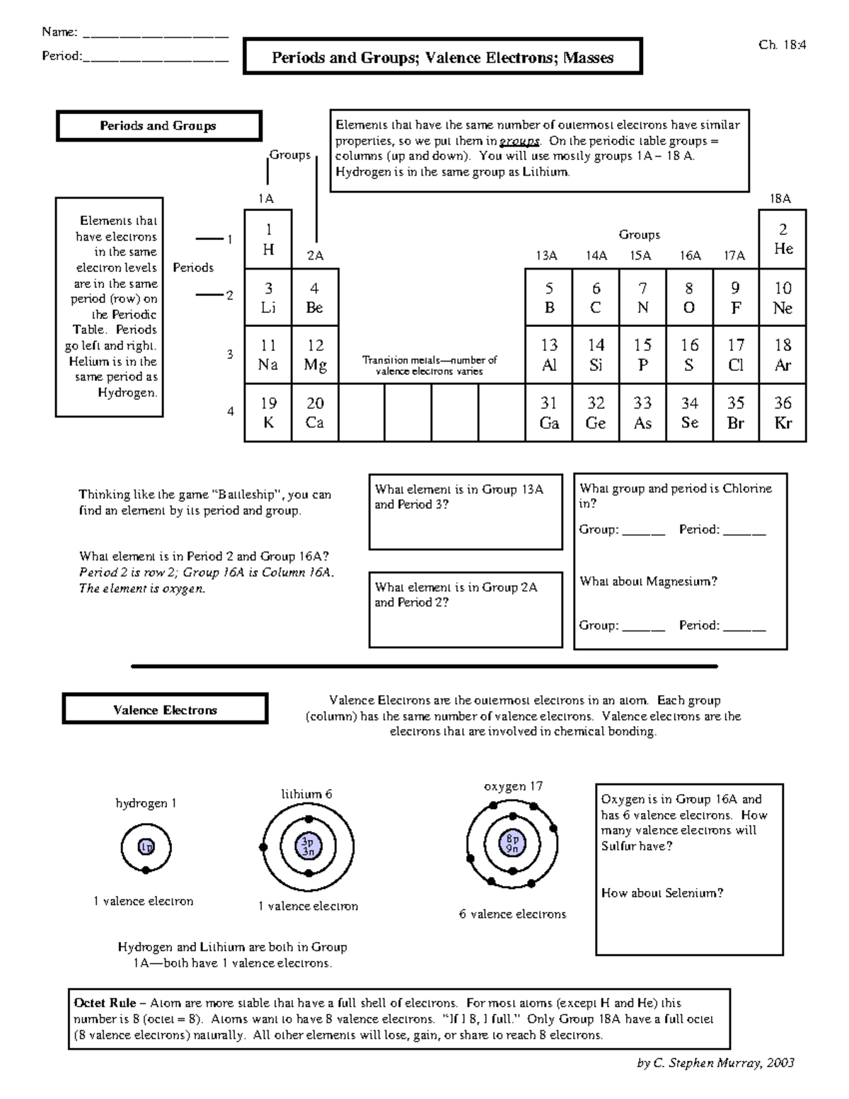 Chap18no4 - Worksheet - Ch. 18: Name:                      Period 