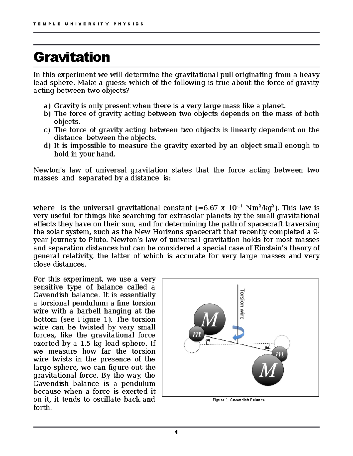 gravitation experiment barn