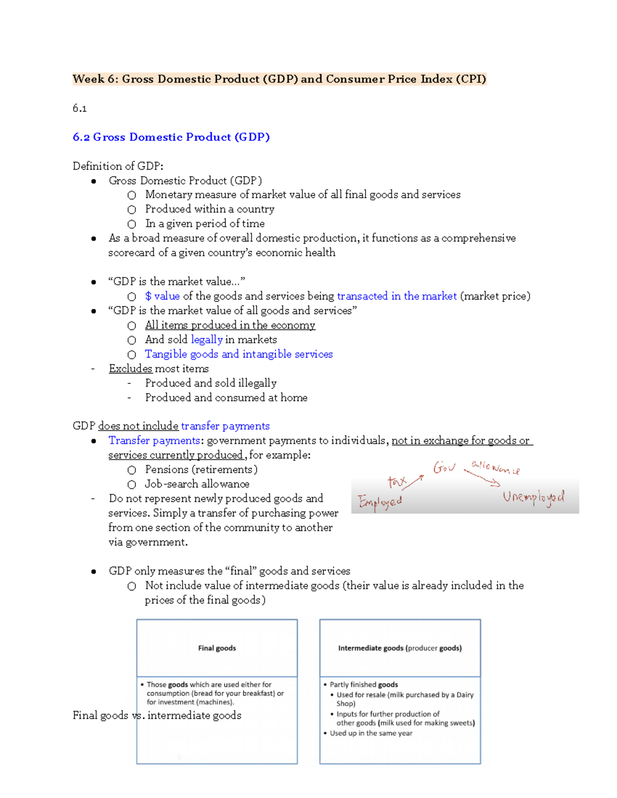 Unit6 BU1003 - Lecture notes 6 - Week 6: Gross Domestic Product (GDP ...