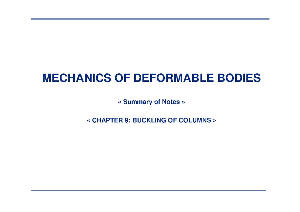 Mechanics Of Deformable Bodies - MECHANICS OF DEFORMABLE BODIES ...