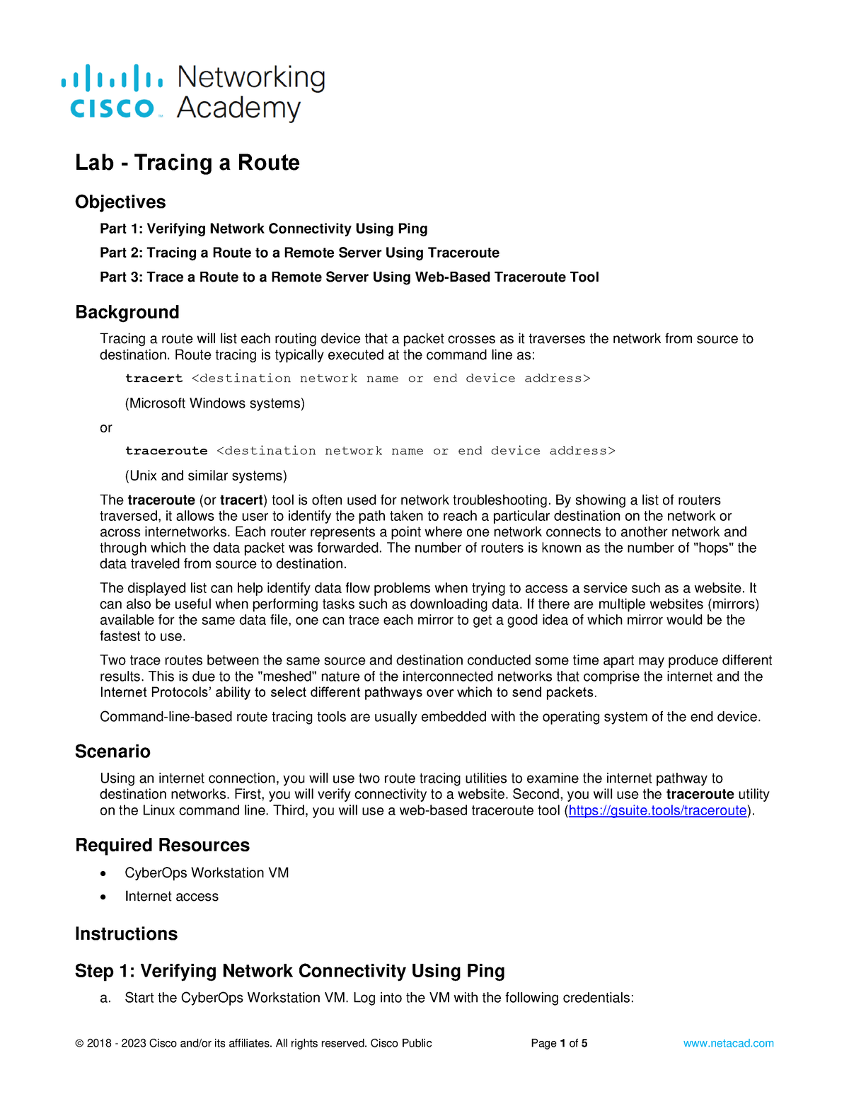 5-1-5-lab-tracing-a-route-objectives-part-1-verifying-network