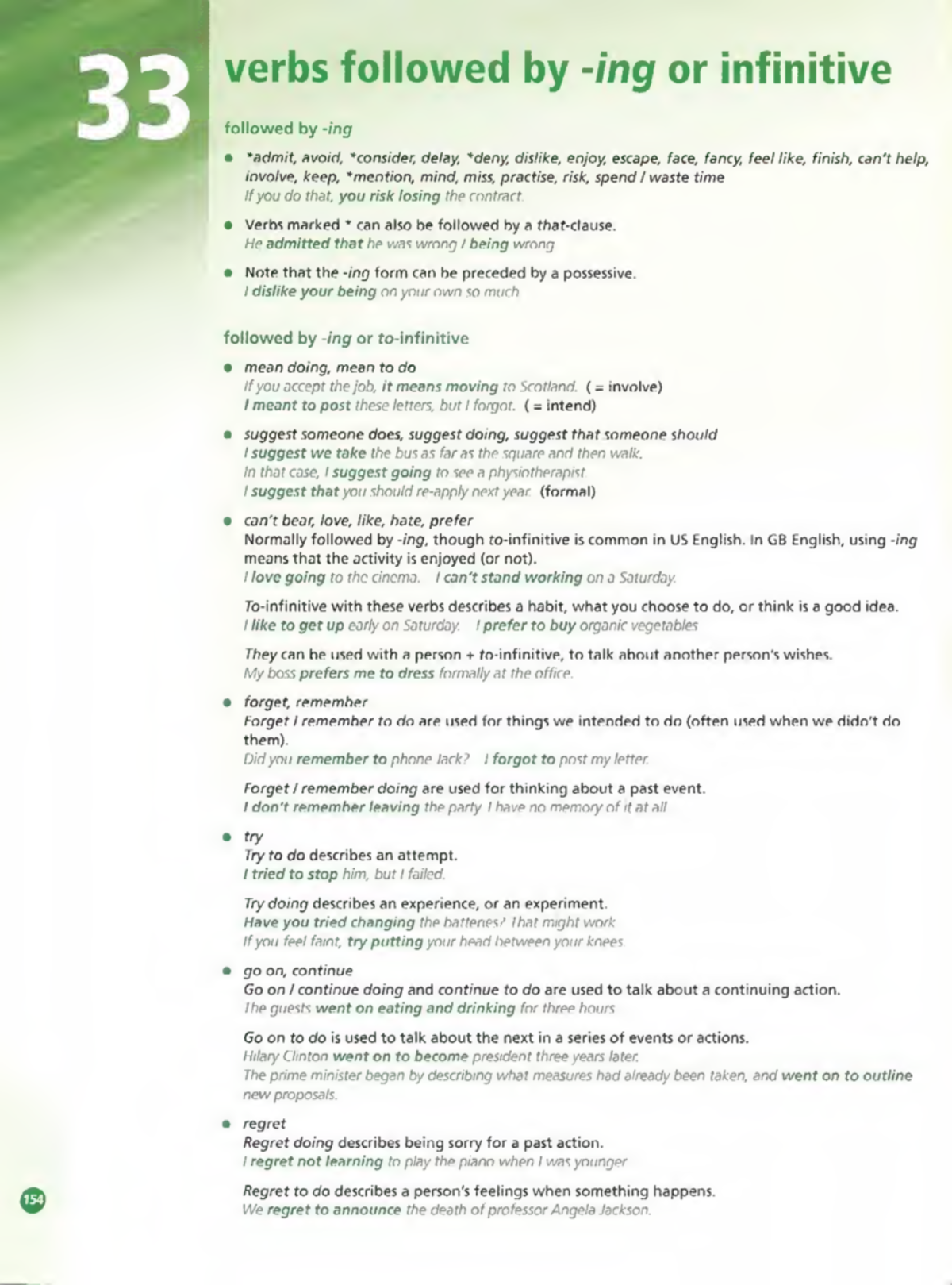 Advanced grammar in context - units 33,37,38,39 - verbs followed or ...