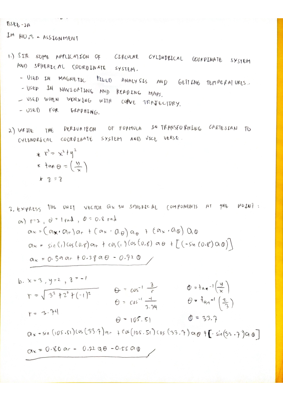 Electromagnetics assignment 3 - Bachelor of Science in Electrical ...