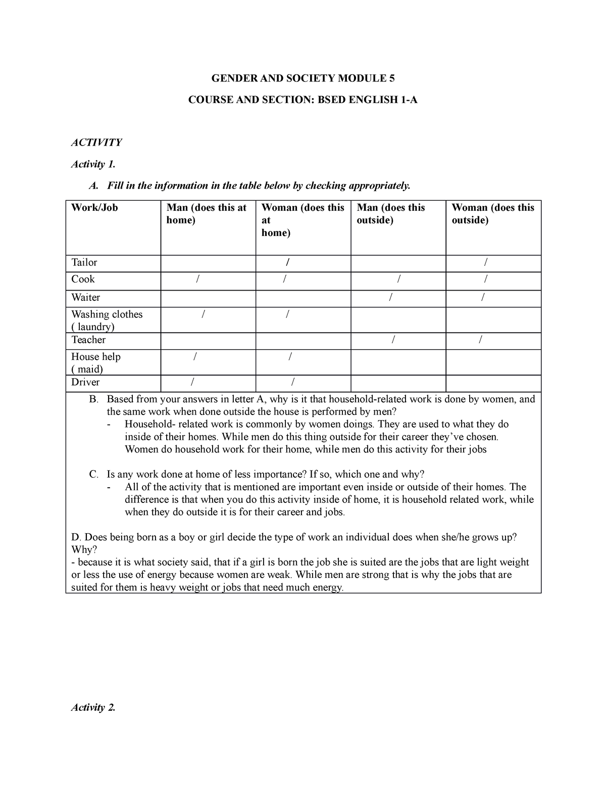 Gender AN Society Module 5 - GENDER AND SOCIETY MODULE 5 COURSE AND ...