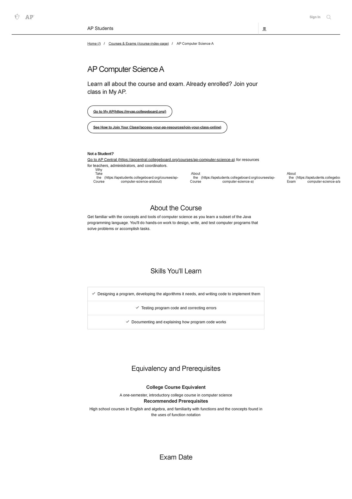 AP Computer Science A – AP Students College Board - AP Students Home ...