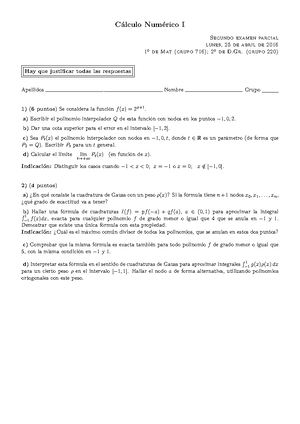 Hoja 1 Ejercicios Cálculo Numérico - Dpto. De Matem ́aticas. CALCULO ...