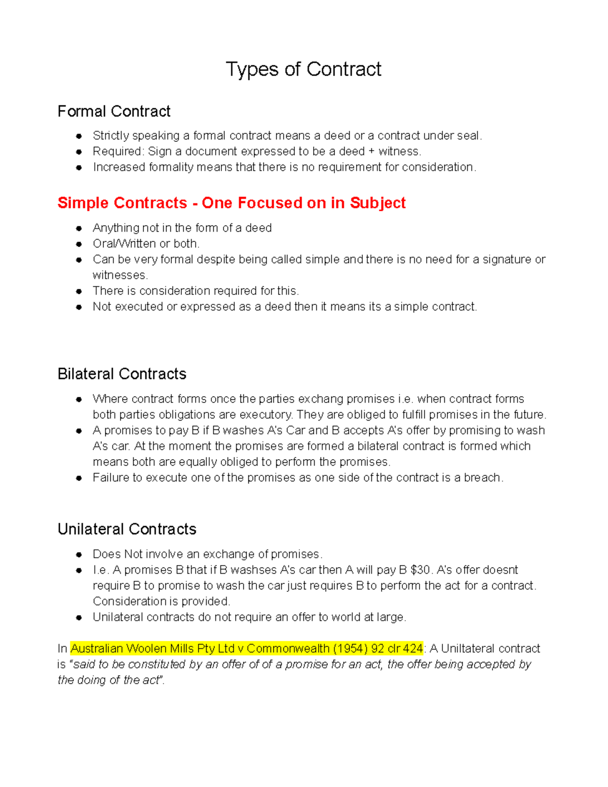 Types of Contract and Offer - Types of Contract Formal Contract ...