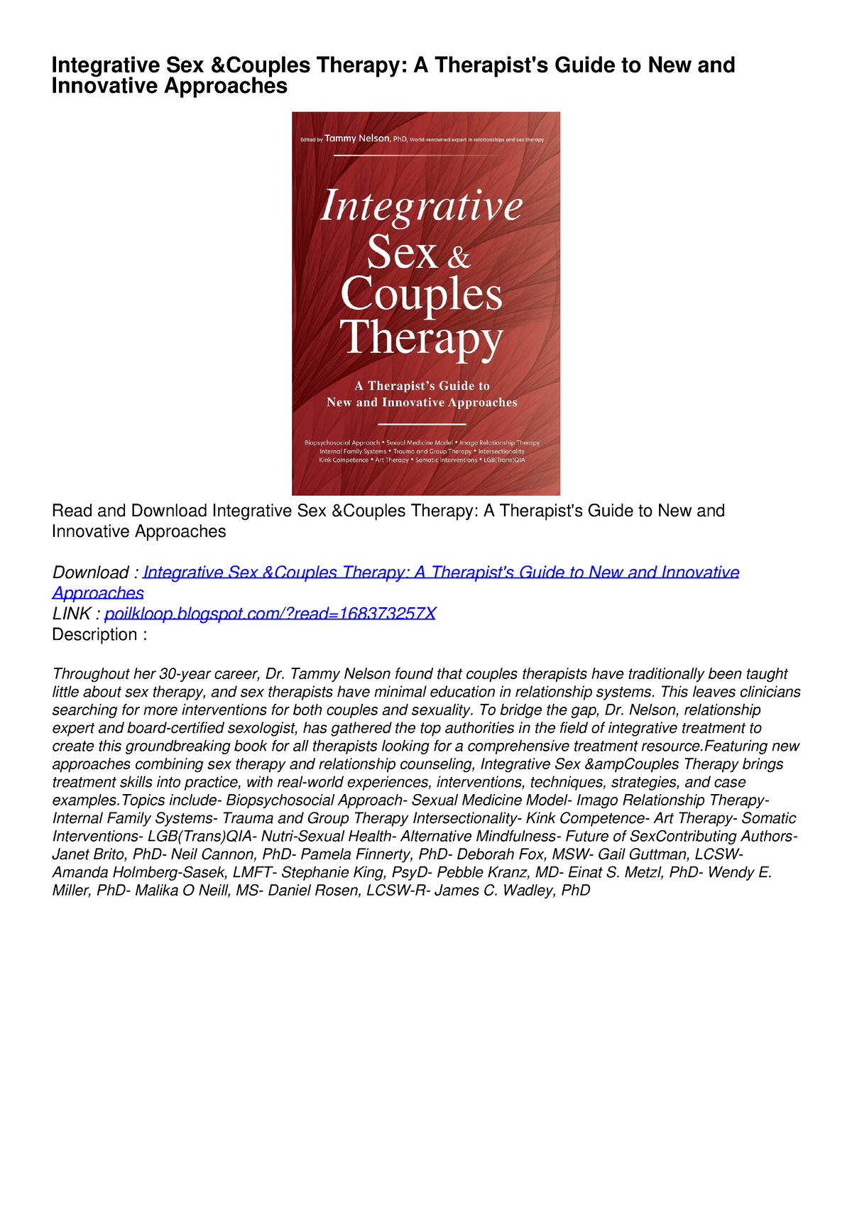 Pdf Download Free Integrative Sex Couples Therapy A Therapists Guide To Ne Integrative Sex 0416