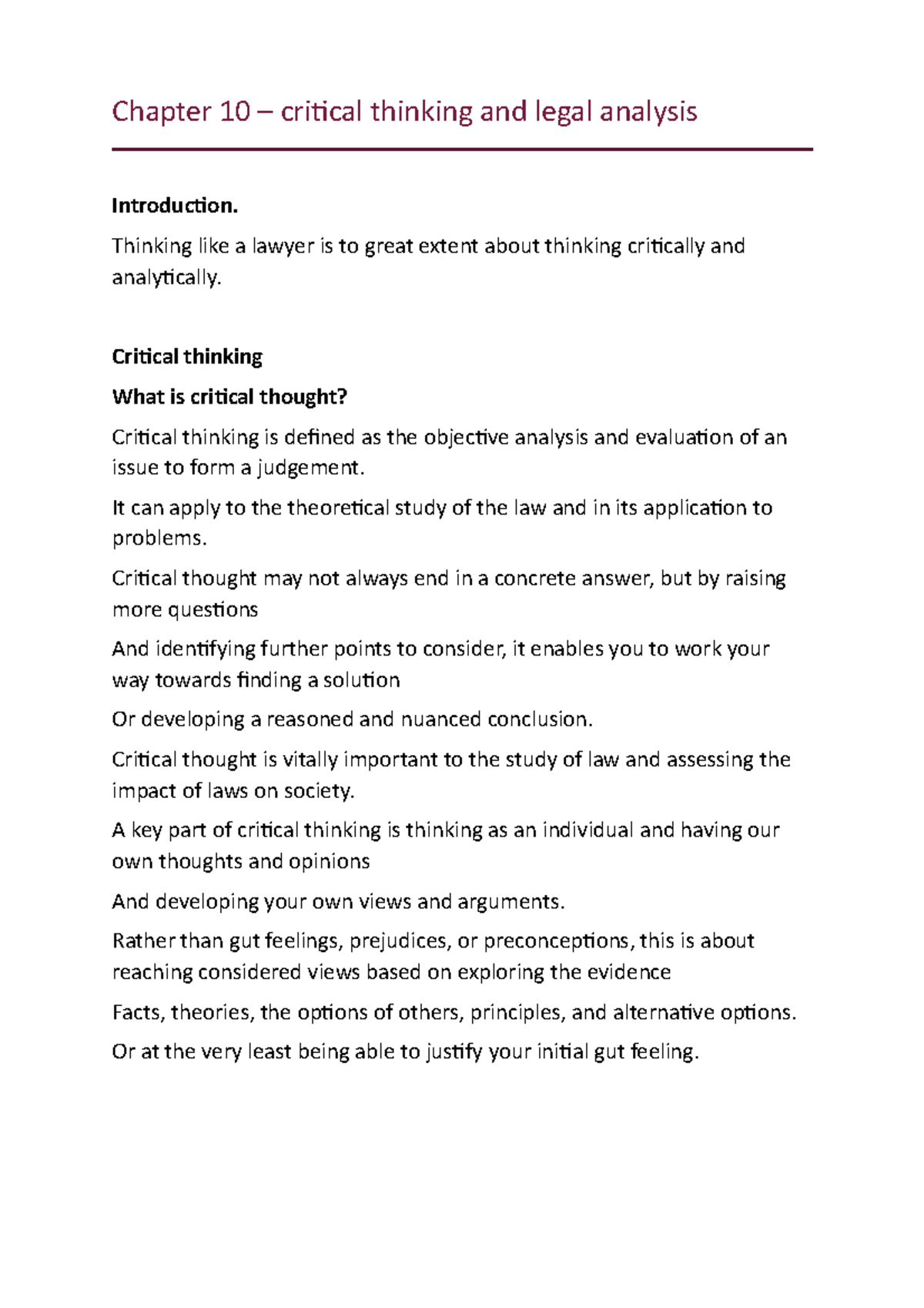 critical thinking and clinical reasoning chapter 10