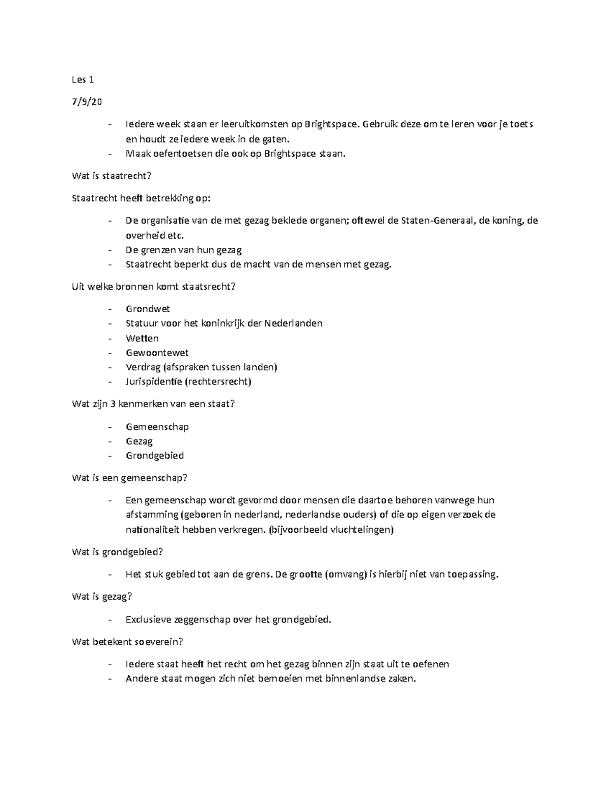 Staatsrecht Blok 1 - Samenvatting - Les 1 7/9/ Iedere Week Staan Er ...