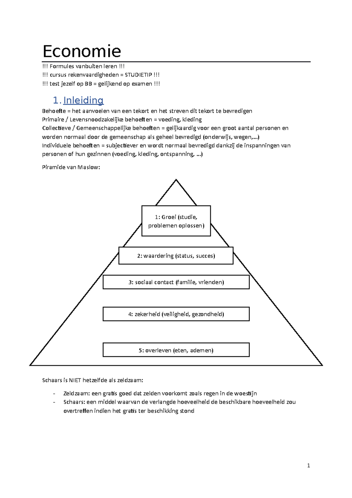 Samenvatting 2 - Economie !!! Formules Vanbuiten Leren !!! !!! Cursus ...