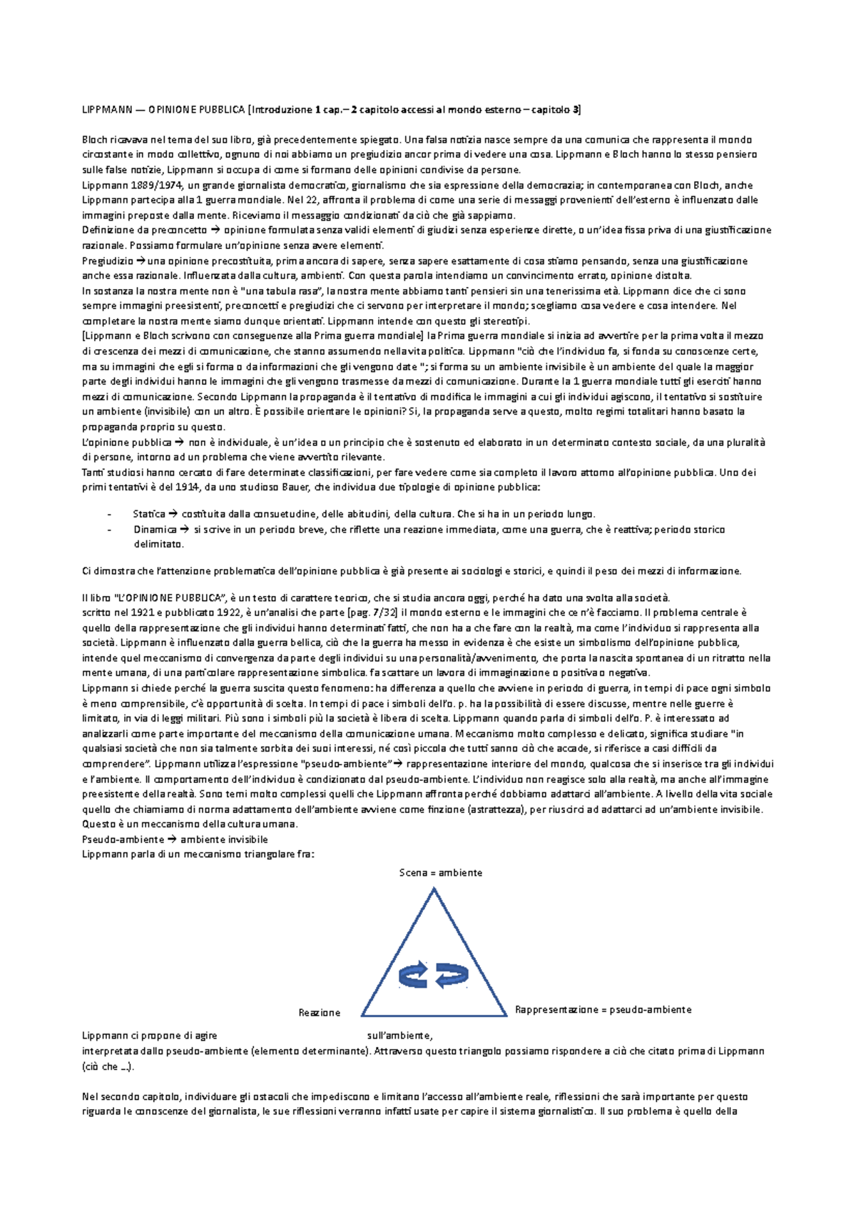 Lippman libro riassunto - LIPPMANN - OPINIONE PUBBLICA [Introduzione 1 ...