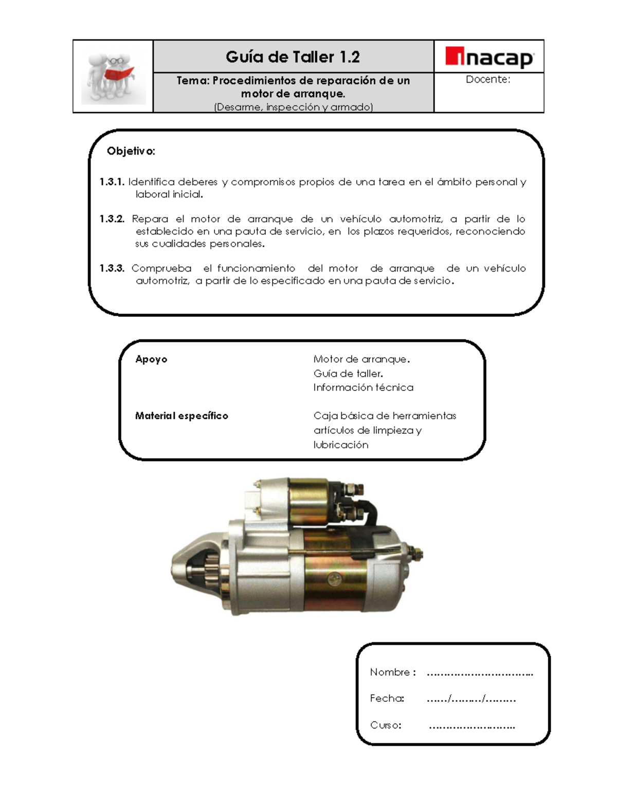 02 Guia Taller 1 2 Motor De Arranque - Guía De Taller 1. Tema ...