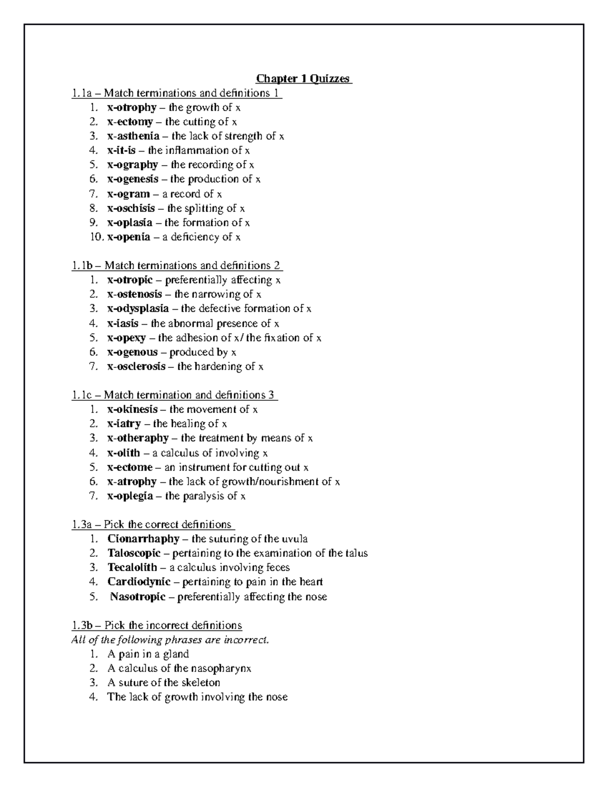 End Of Chapter Quizzes - Chapter 1 Quizzes 1 – Match Terminations And ...