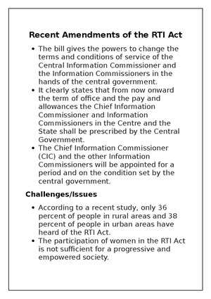 Salient Features Of Rti Act 2005 The Required Information Needs To Be