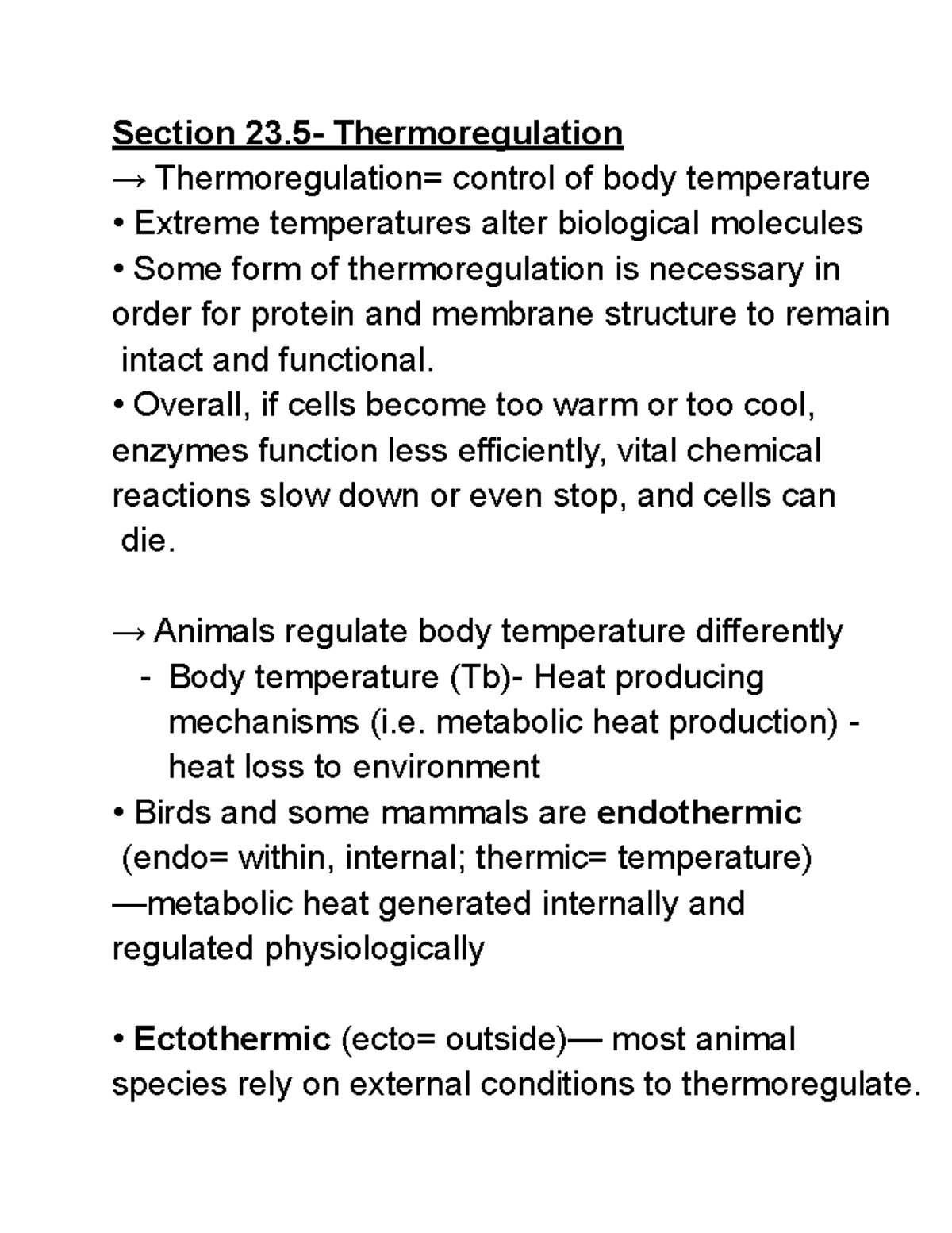 Chapter 23 Section 5- Thermoregulation - Section 23- Thermoregulation → ...