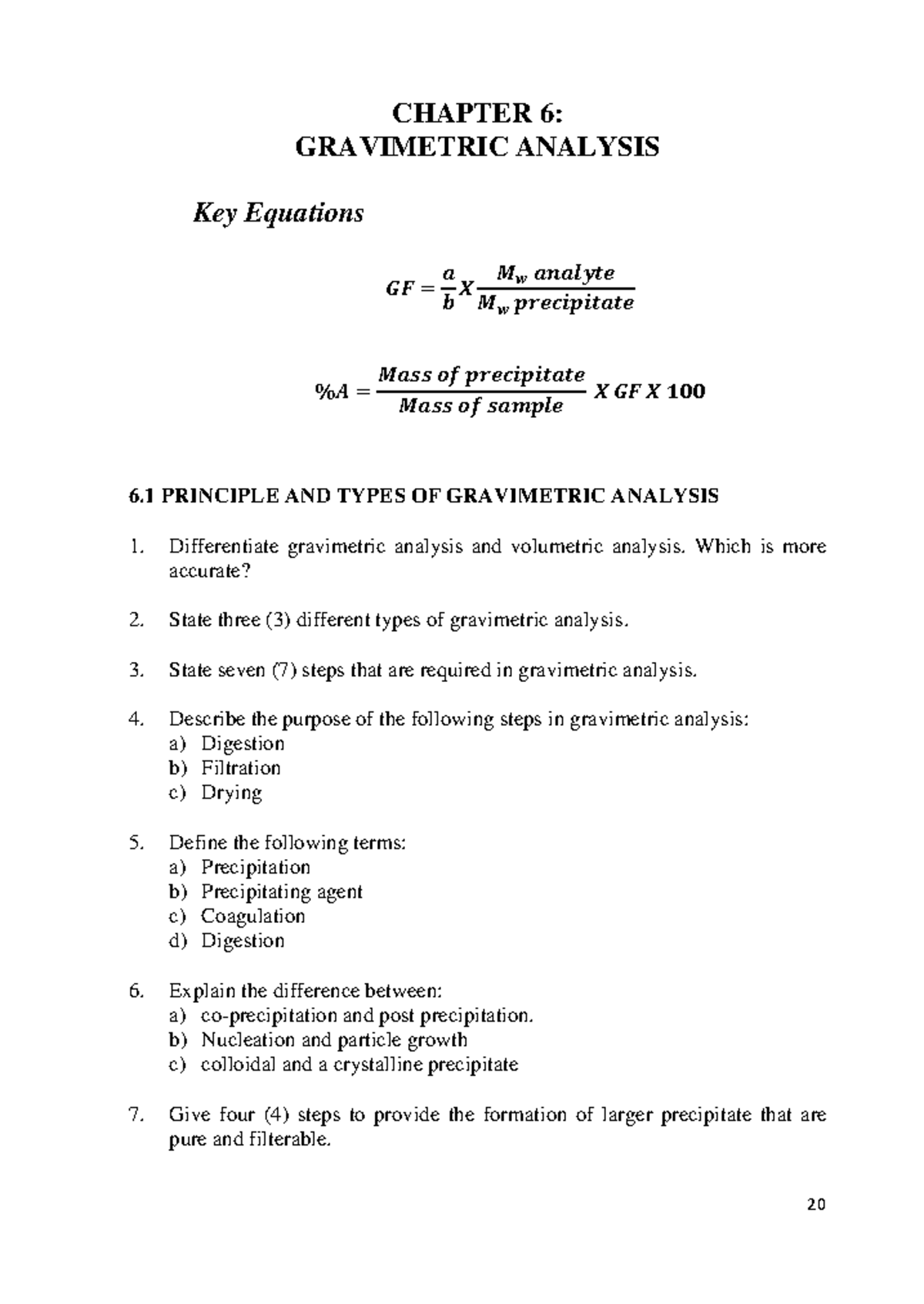 Tutorial Chapter 6 - Tuto Chm256 - CHAPTER 6: GRAVIMETRIC ANALYSIS Key ...