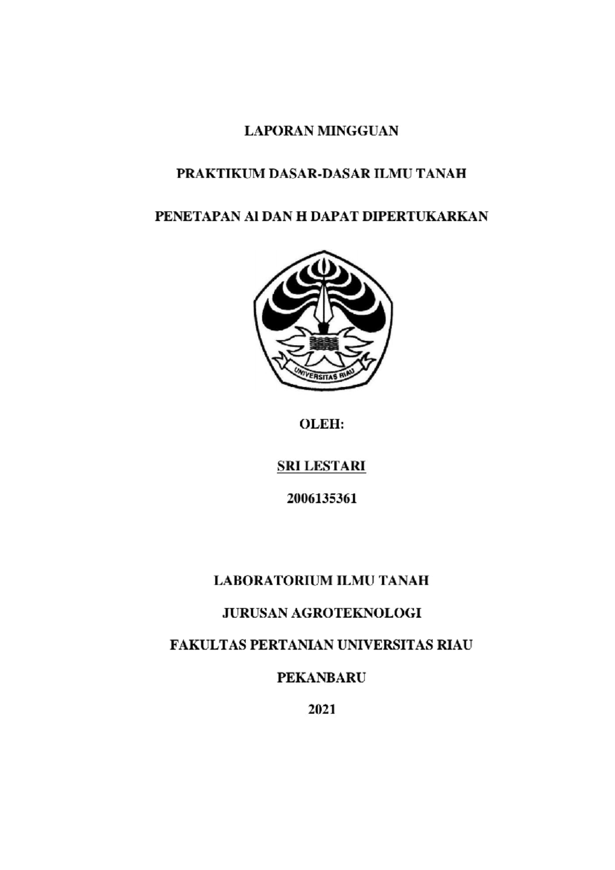 Laporan Praktikum Penentuan Al Dan H - Dasar-dasar Ilmu Tanah - Studocu