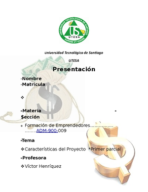 Proyecto Final Formación DE Emprendedores - UNIVERSIDAD TECNOL”GICA DE ...