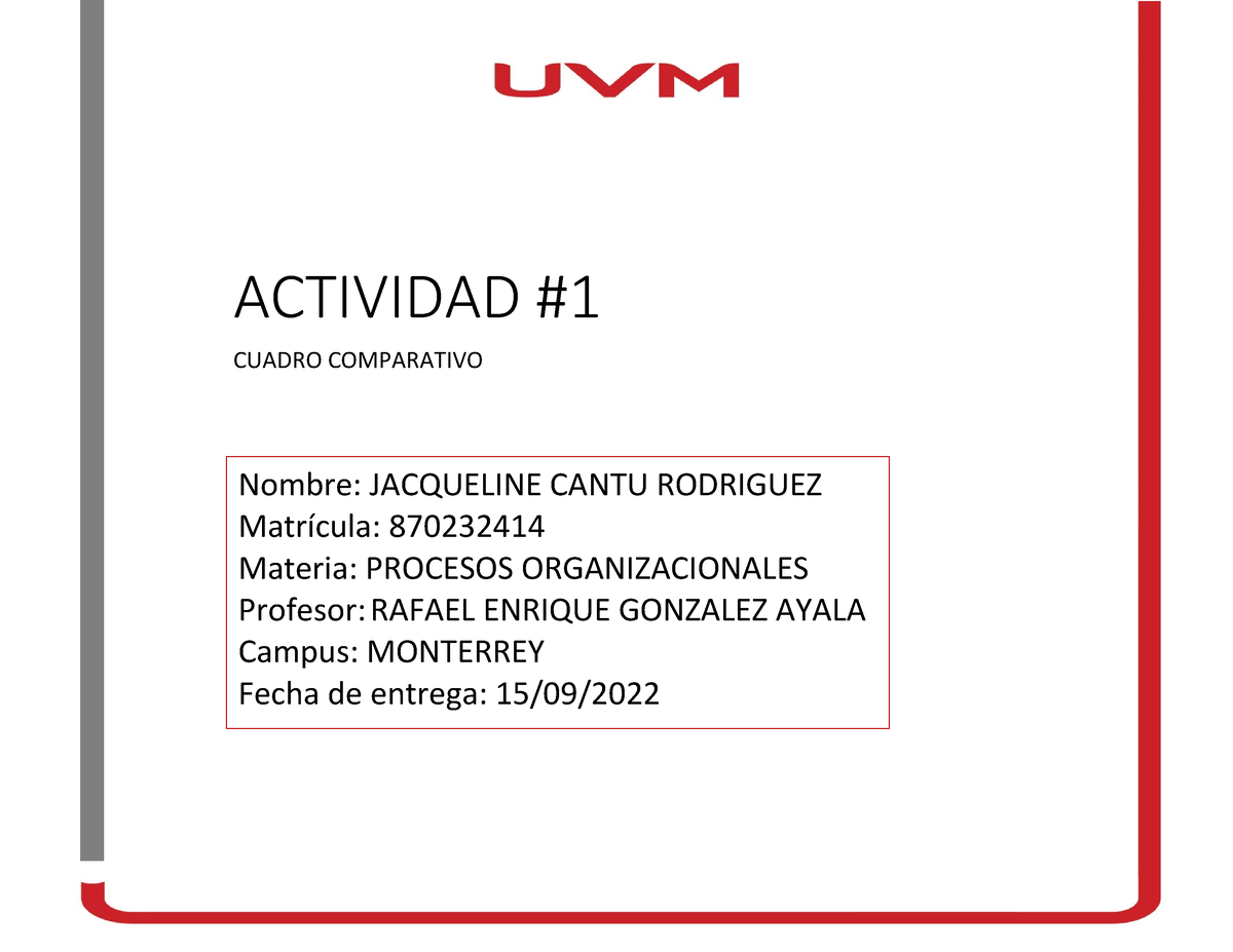 Act1 Jcr Procesos Organizacionales Actividad Cuadro Comparativo Nombre Jacqueline Cantu 2325