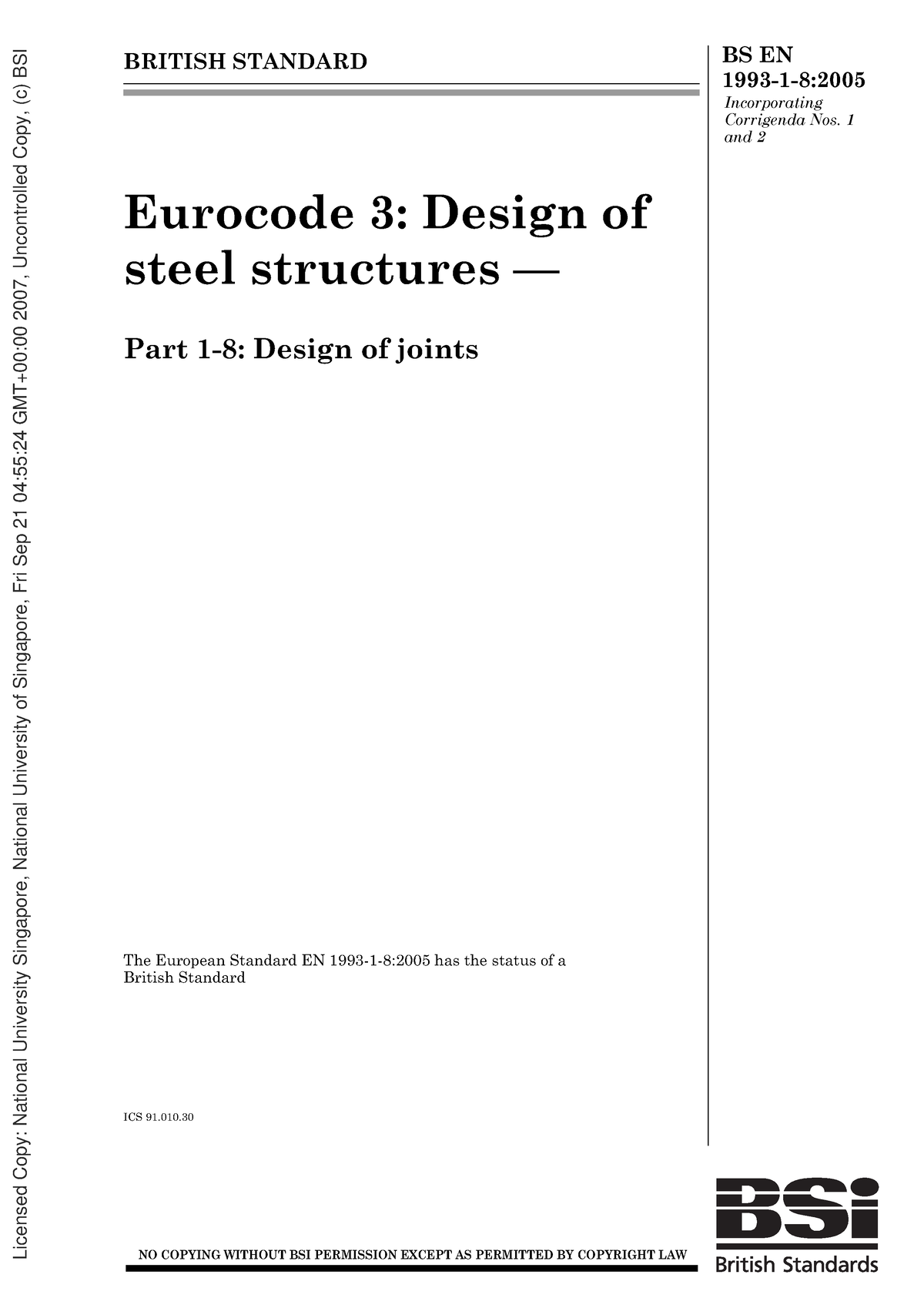 BS EN 1993-1-8 Design Of Joints - BRITISH STANDARD BS EN 1993-1-8 ...