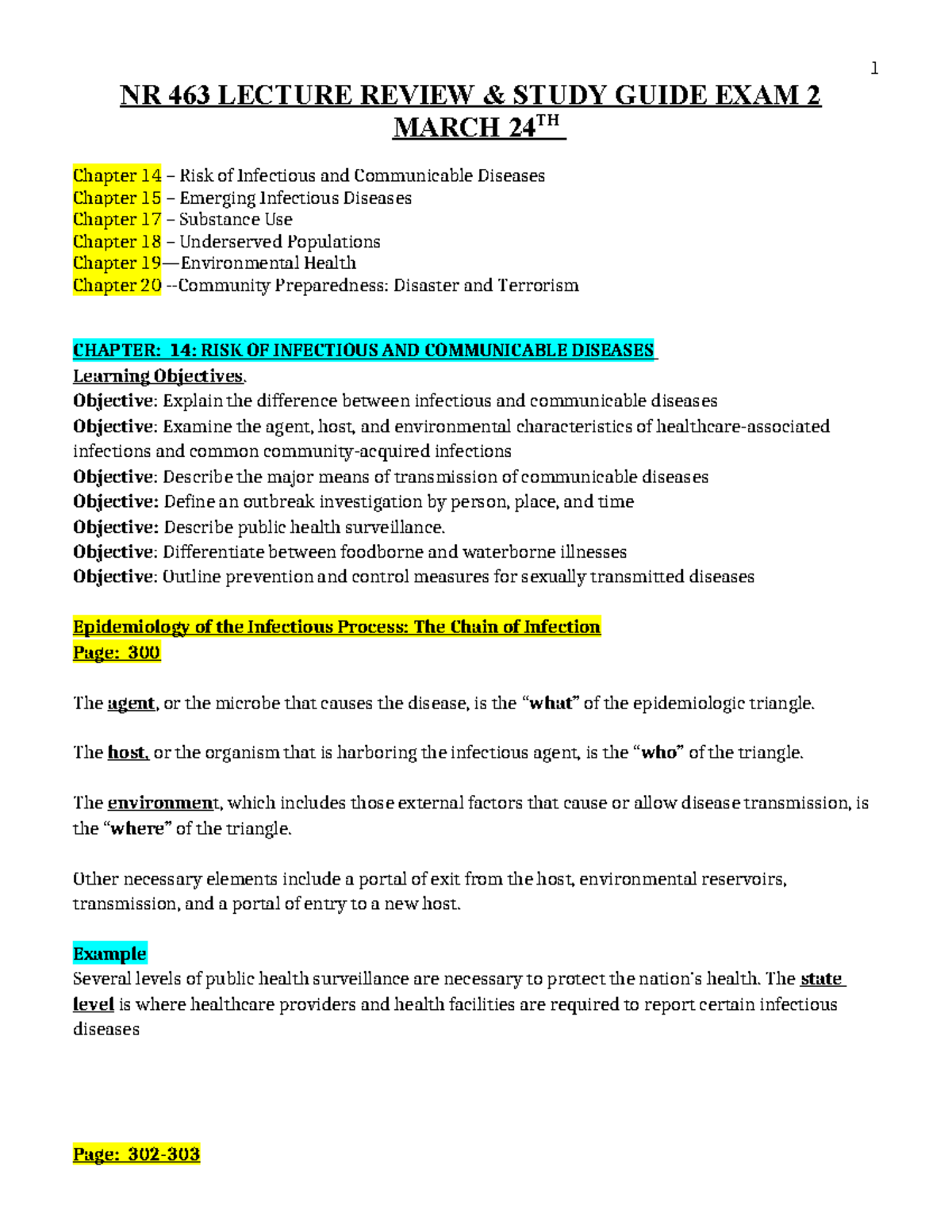 Exam 2 NR 463 Study Guide & Lecture Chapter Notes FOR EXAM 2 March 24TH ...