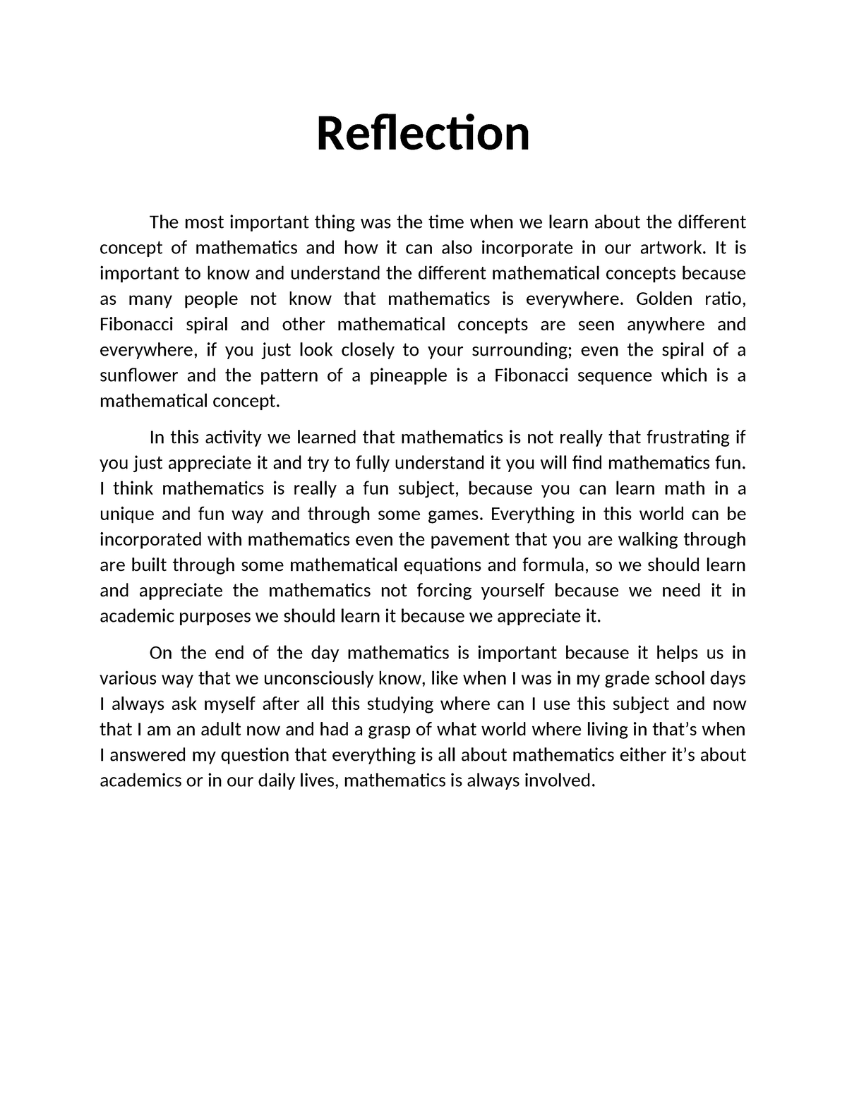 what is reflection in assignment