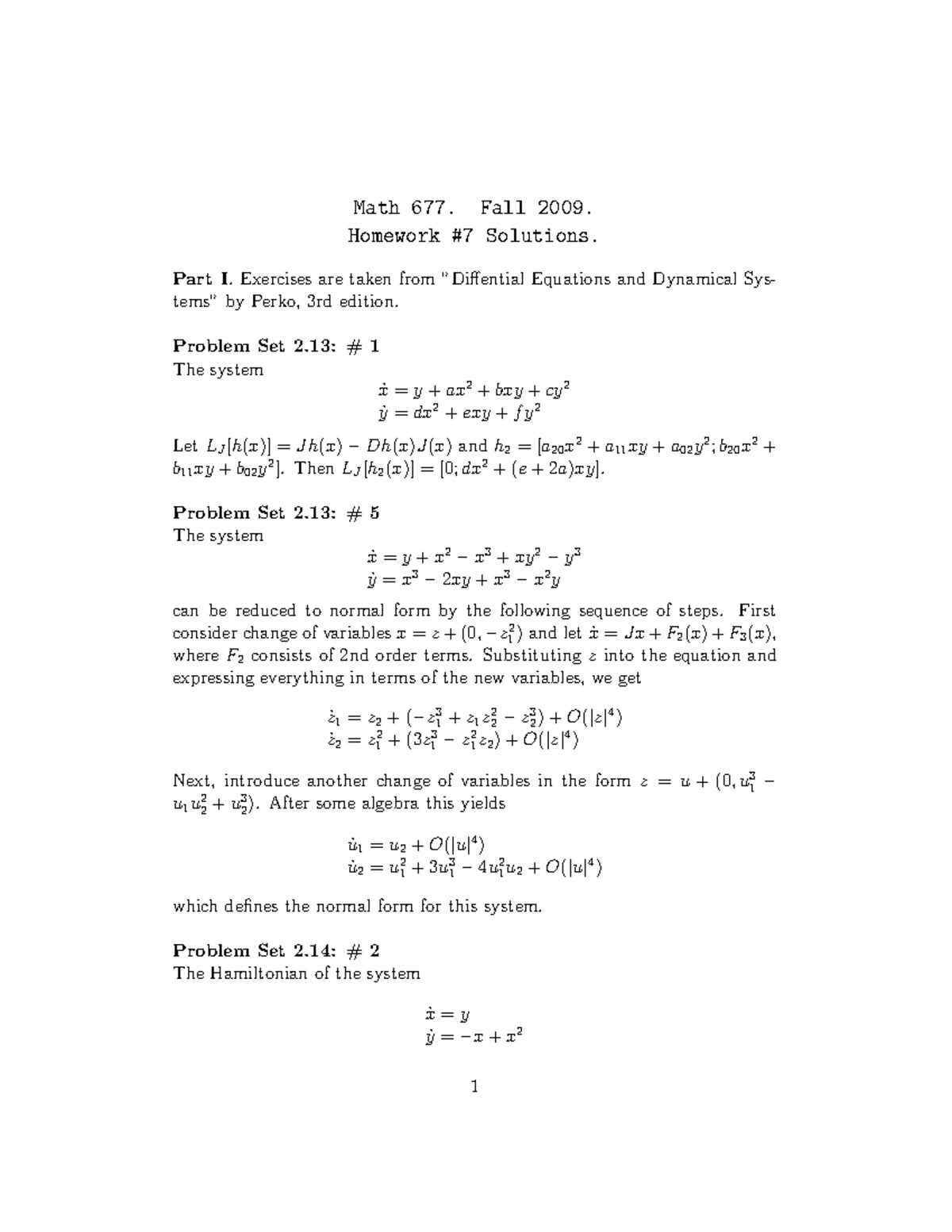 Homework 07 Solutions Math 677 Math 677 Fall 09 Homework Solutions Part Studocu