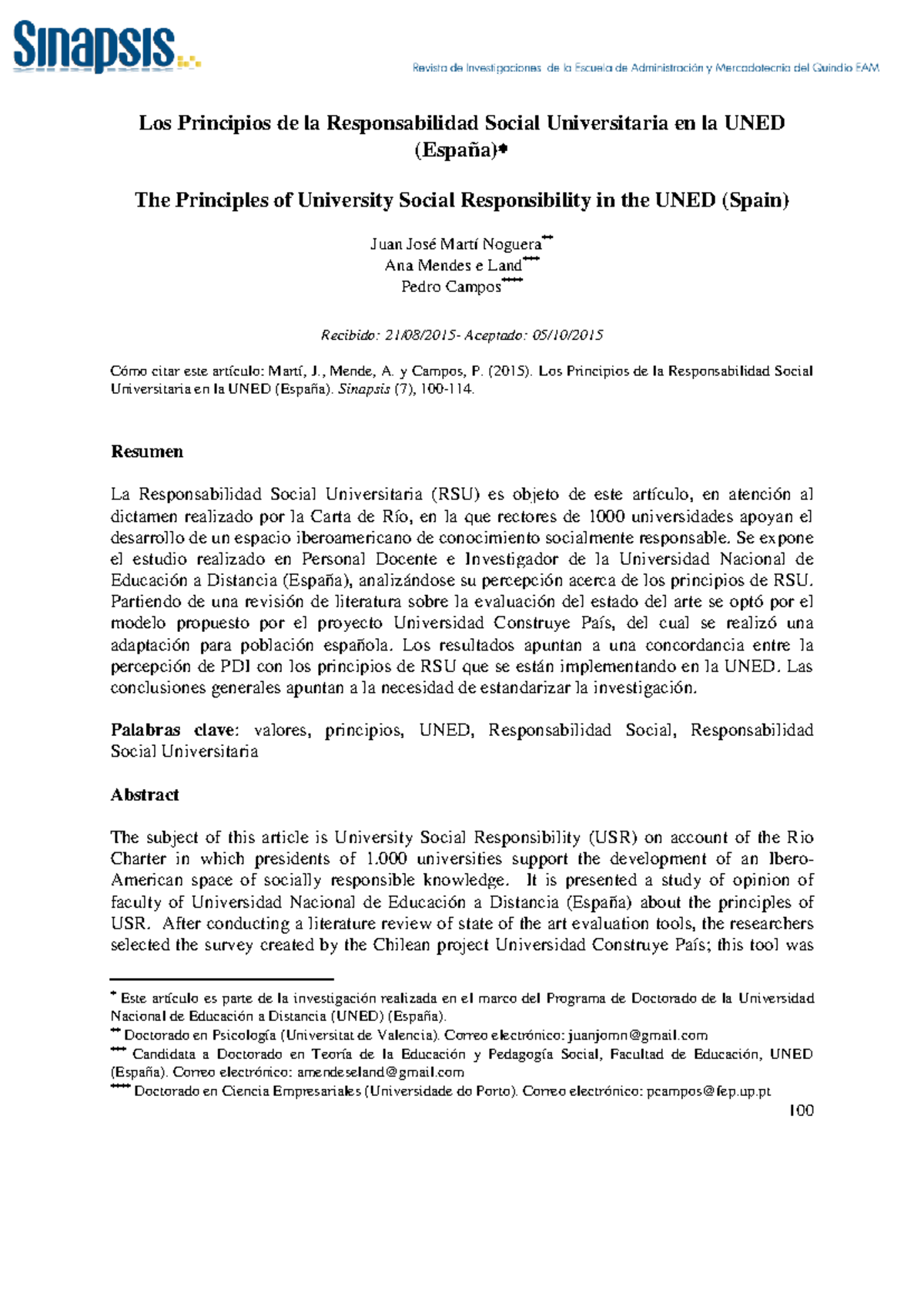 100 Los Principios De La Responsabilidad Social Universitaria En La