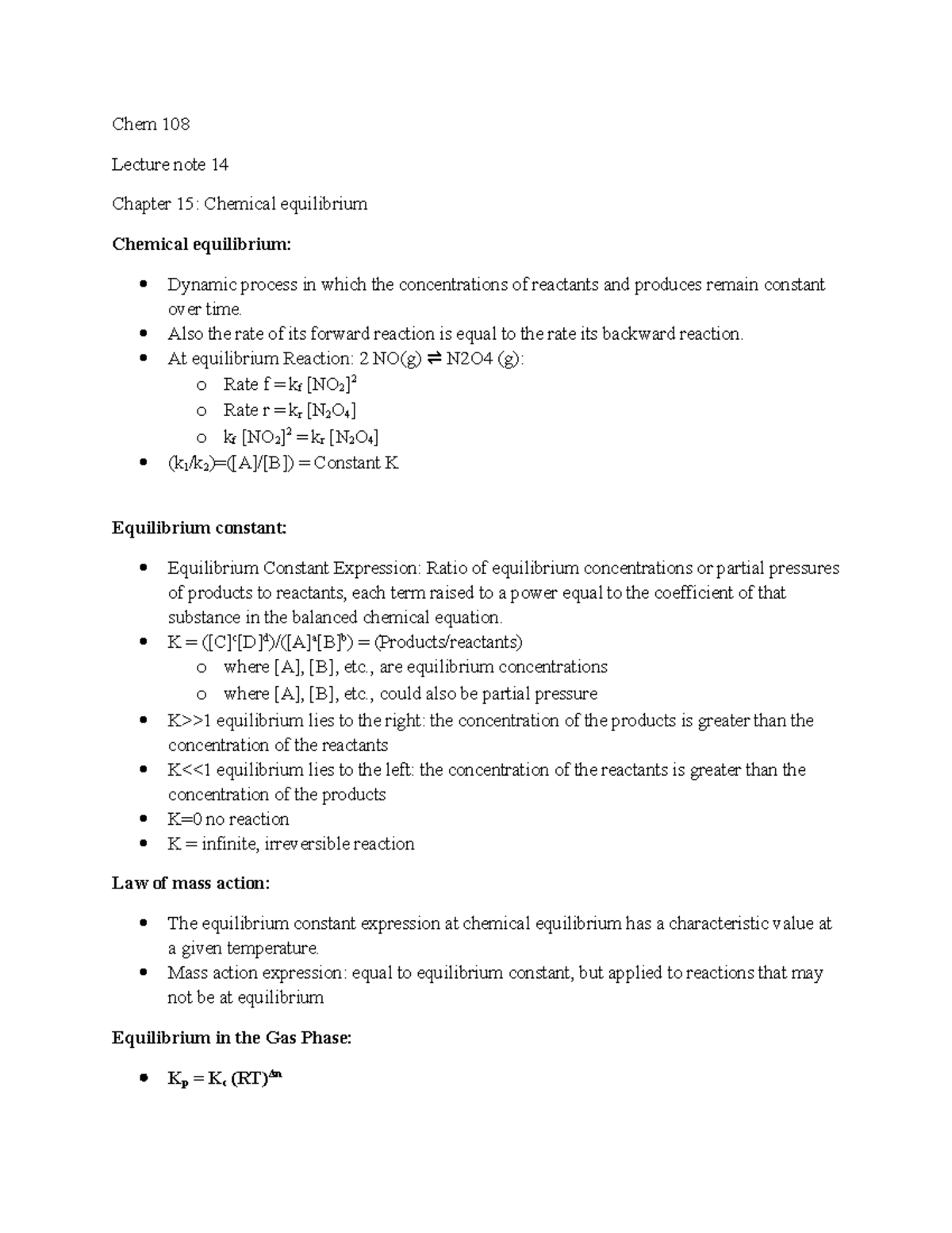 Chem 108 lecture note 14 - Chem 108 Lecture note 14 Chapter 15 ...