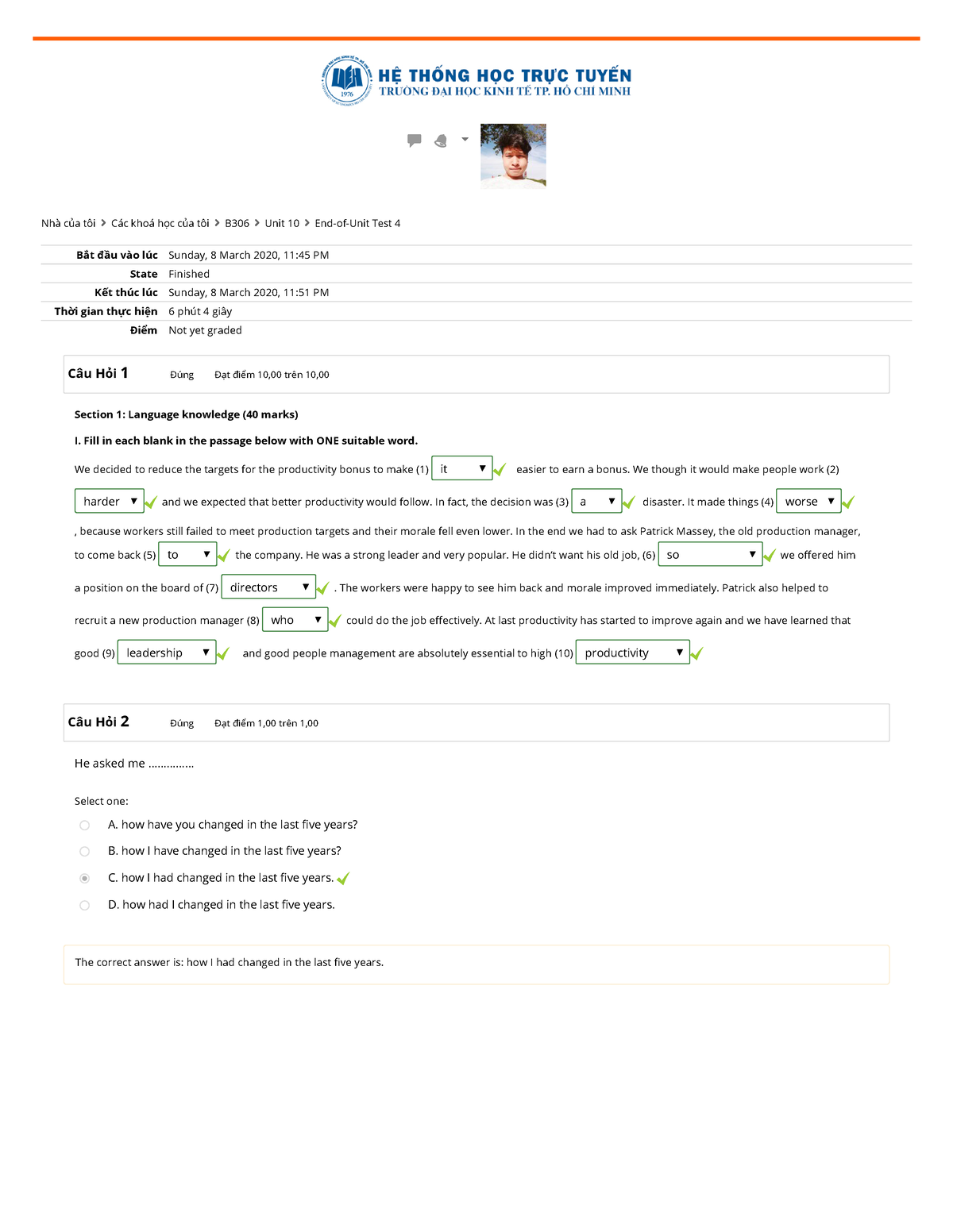 End-of-Unit Test 4 - End Of Unit Test 4 - Bắt ầu Vào Lúc Sunday, 8 ...