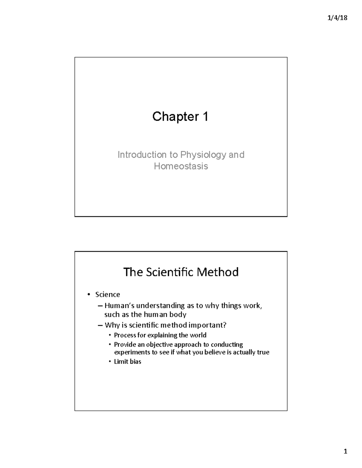 Fundamentals - Chapter 1 notes - Chapter 1 Introduction to Physiology ...