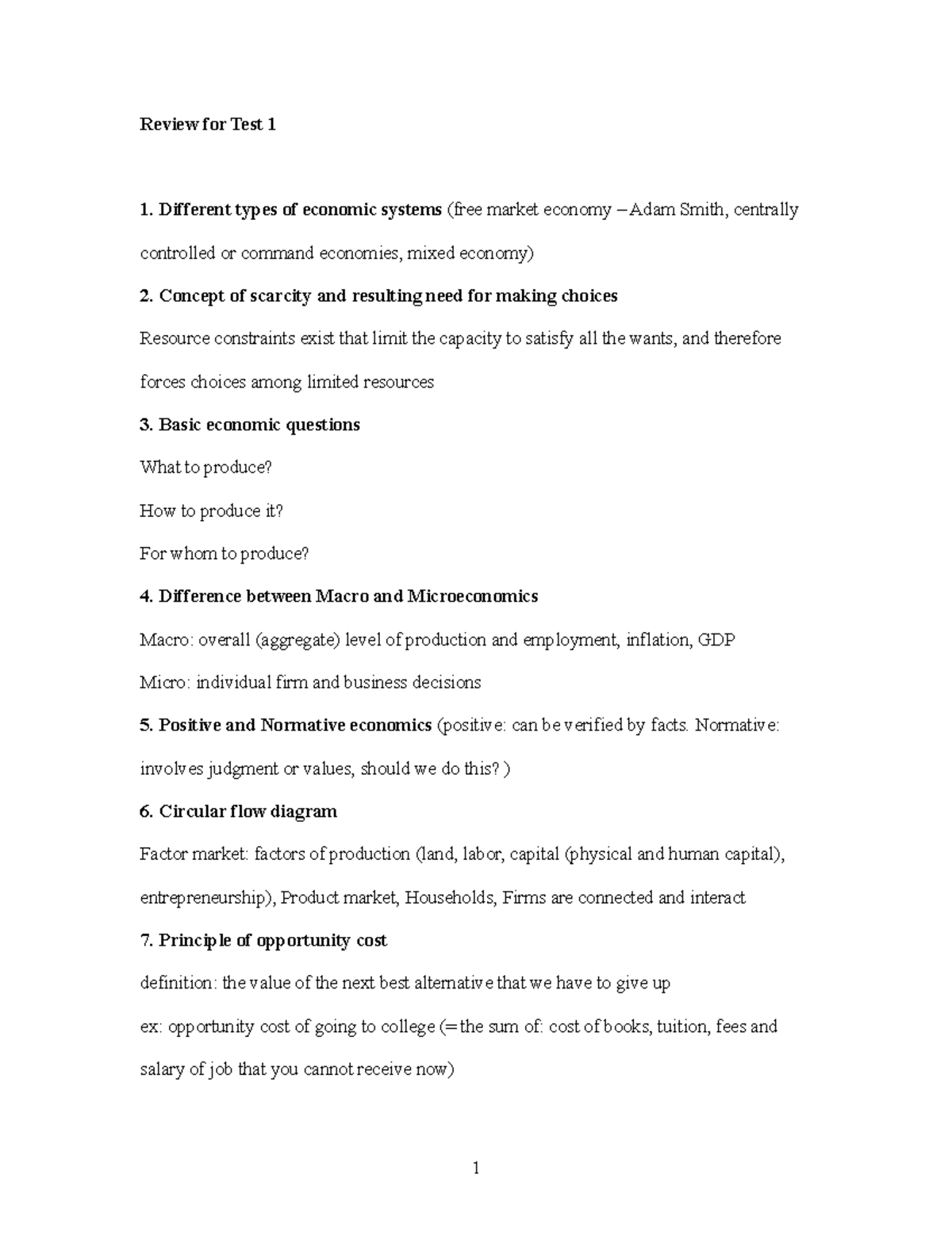 Study Guide Micro exam 1 - Review for Test 1 1. Different types of ...