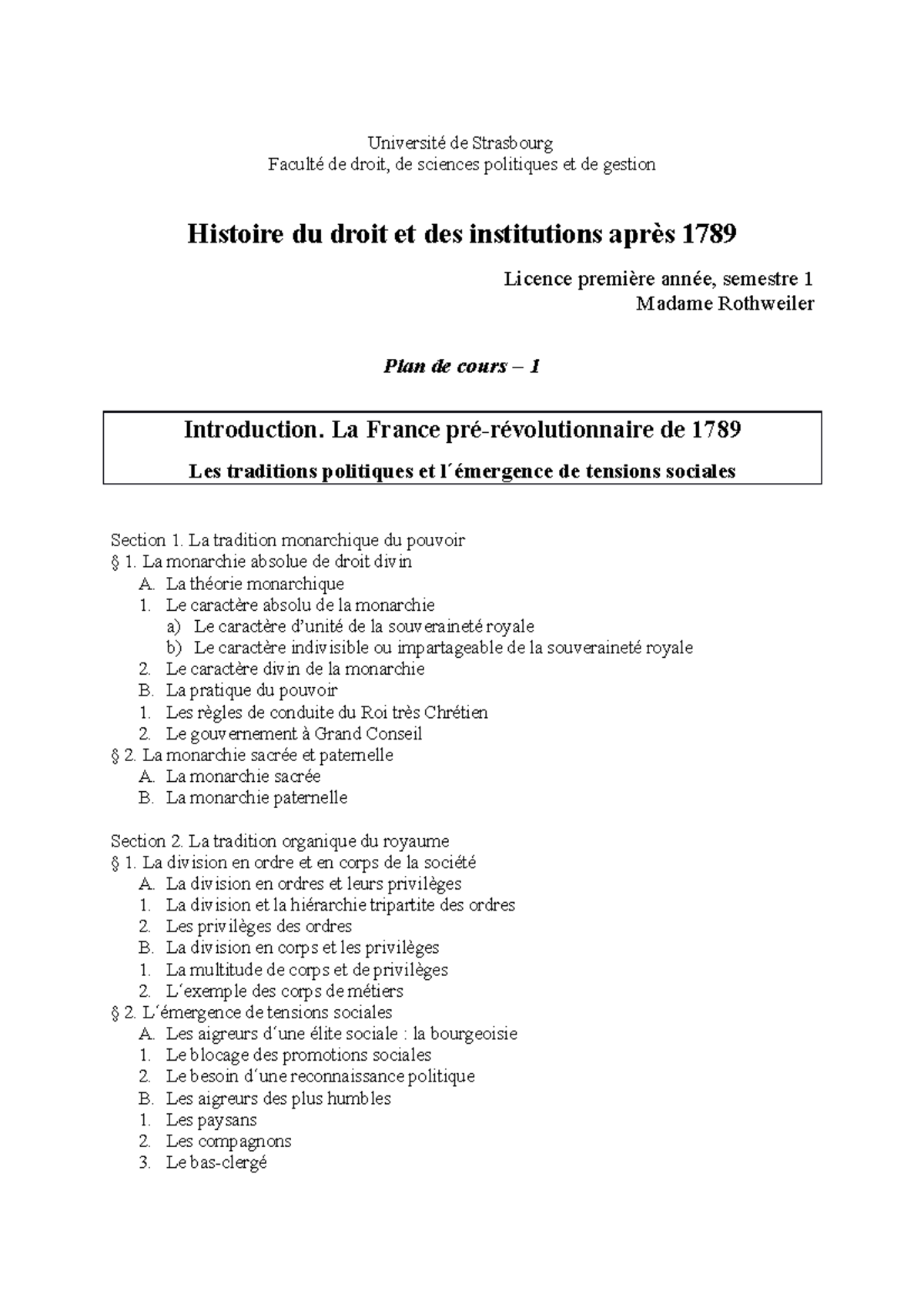 Intro - Mme Rothweiler Anne-Estelle L1 Droit amphi A-F - Université de ...