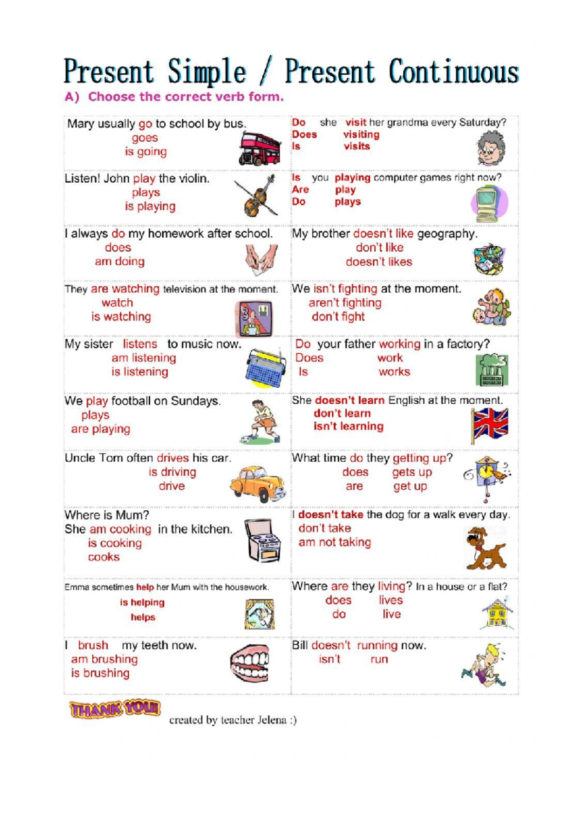 Document (66) - easy language - Present Simple Present Continuous A ...