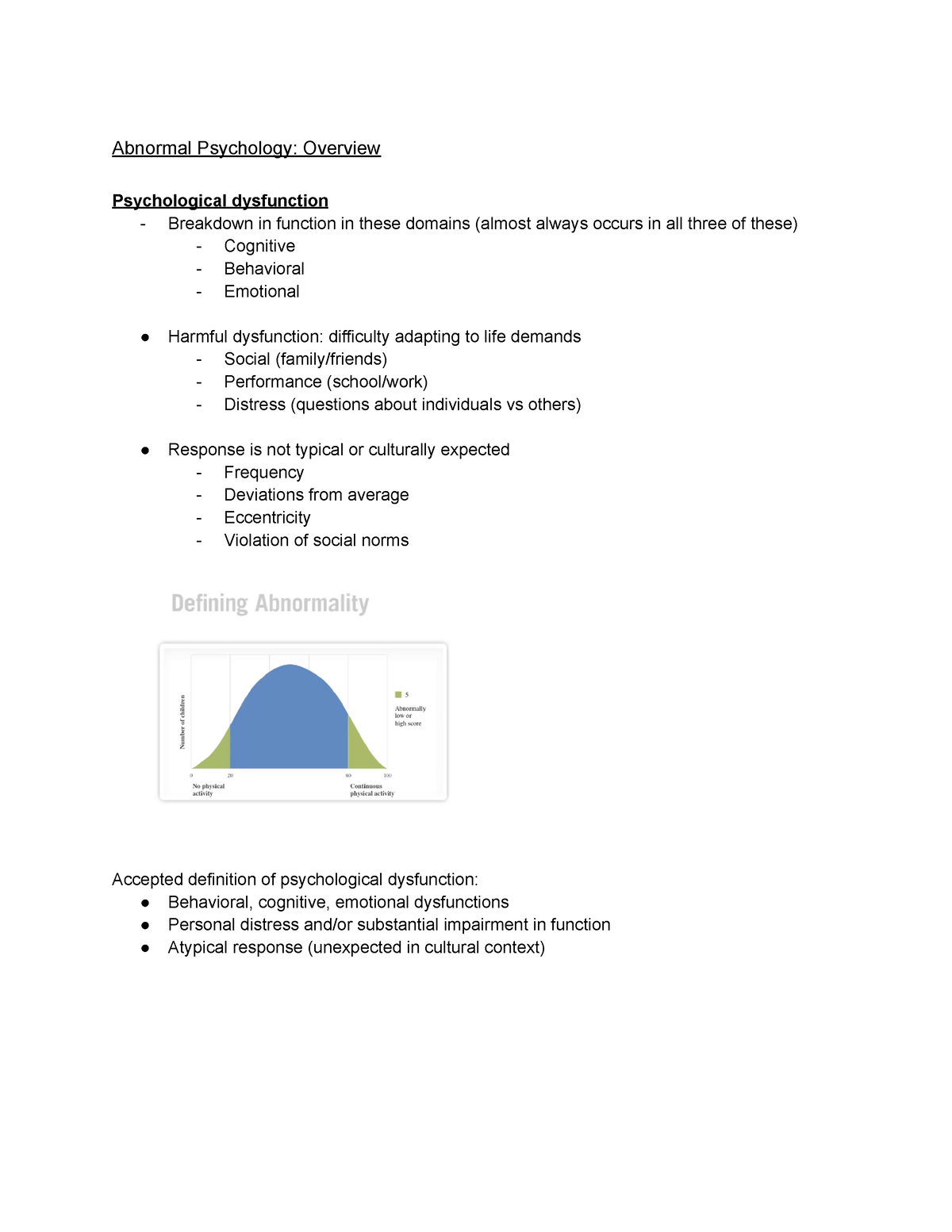 PSY 3604 Lecture Notes - Abnormal Psych - Abnormal Psychology: Overview ...