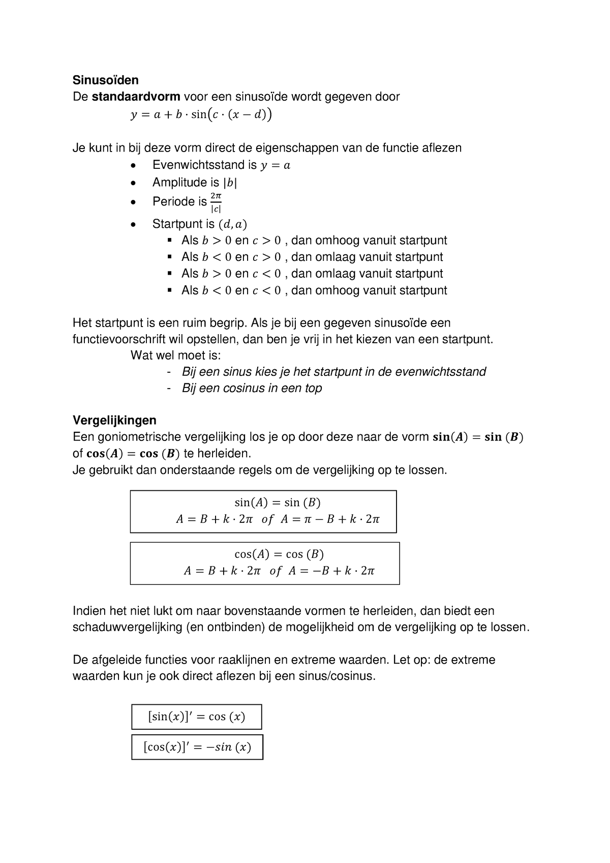 Goniometrie Meetkunde - Sinusoïden De Standaardvorm Voor Een Sinusoïde ...