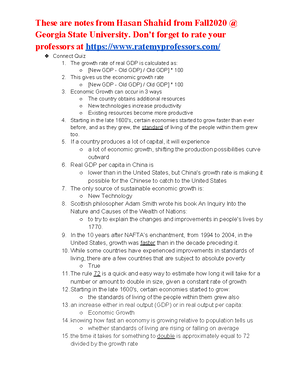 TEST 2 study guied - Econ 2105 Unit II Test Study Guide This study ...