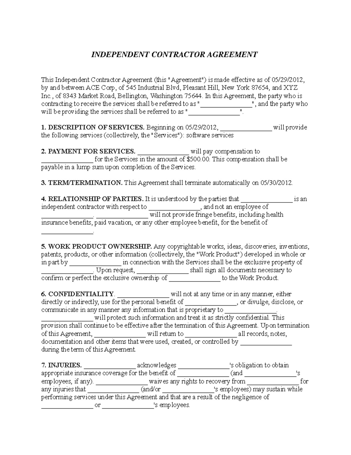 Independent Contractor Agreements PDF - INDEPENDENT CONTRACTOR ...