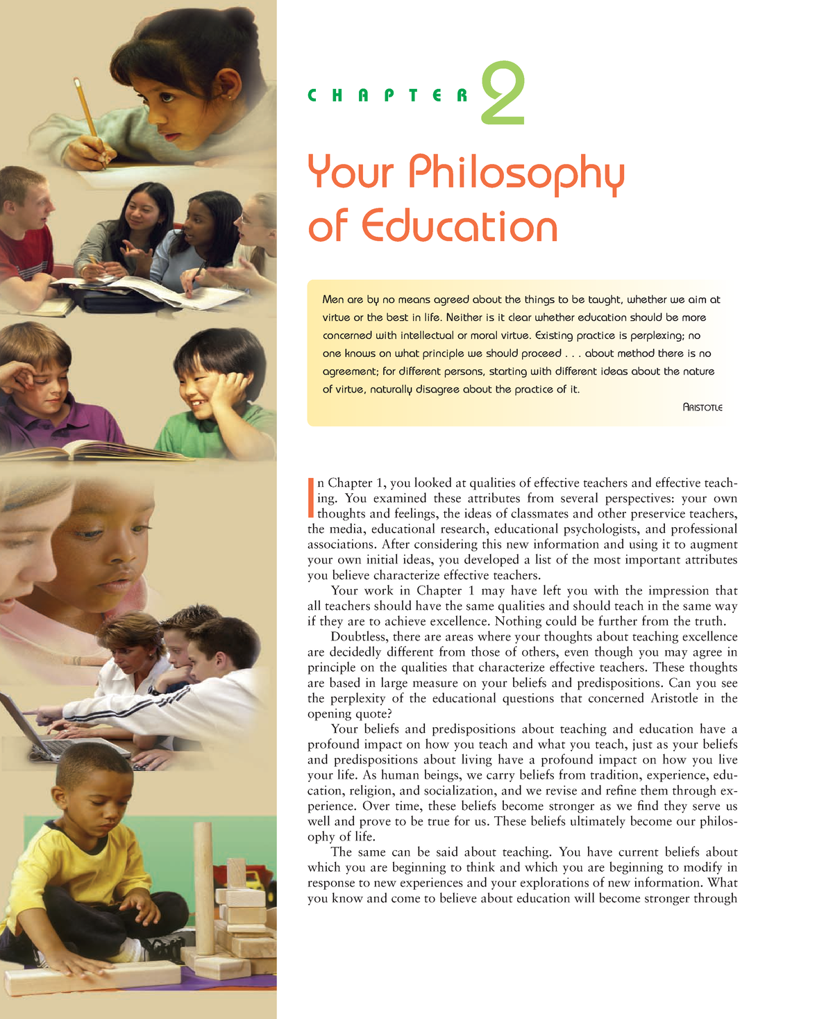 BOOK- A Philosophy OF Education BOOK - C H A P T E R 2 Your Philosophy ...