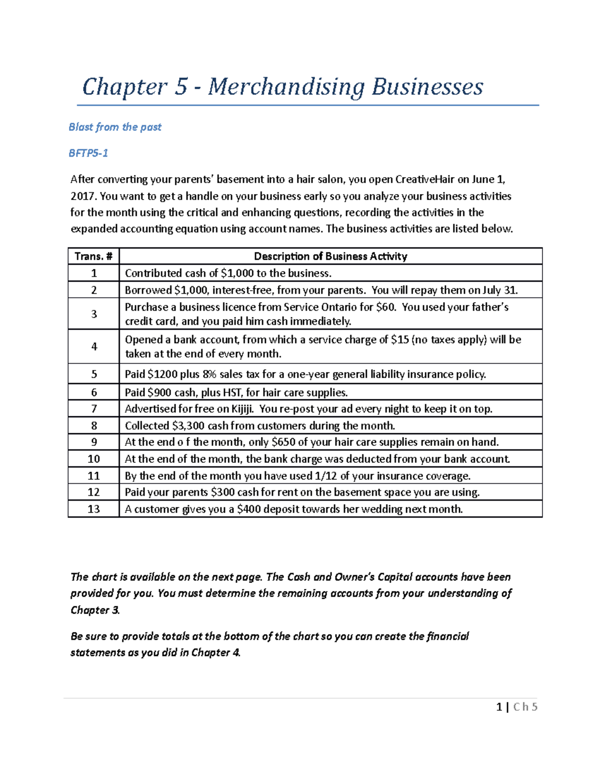 Chapter 5 - Merchandising Businesses - Student Copy - Chapter 5 ...