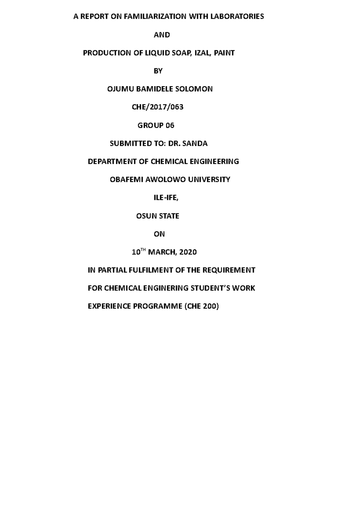 DELE Report - Lecture notes 4-5 - A REPORT ON FAMILIARIZATION WITH ...