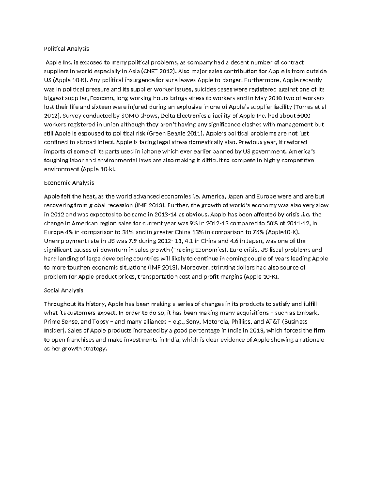 Political Analysis - essay - Political Analysis Apple Inc. is exposed ...