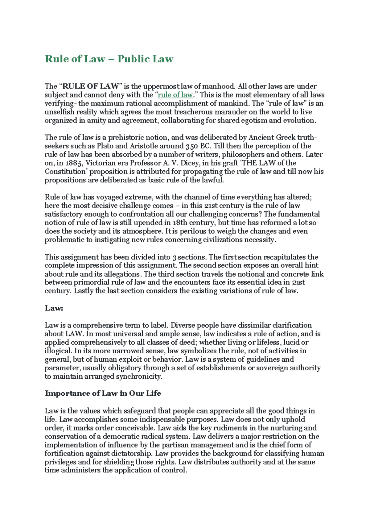 Rule of Law - Public Law - Rule of Law – Public Law The “ RULE OF LAW ...