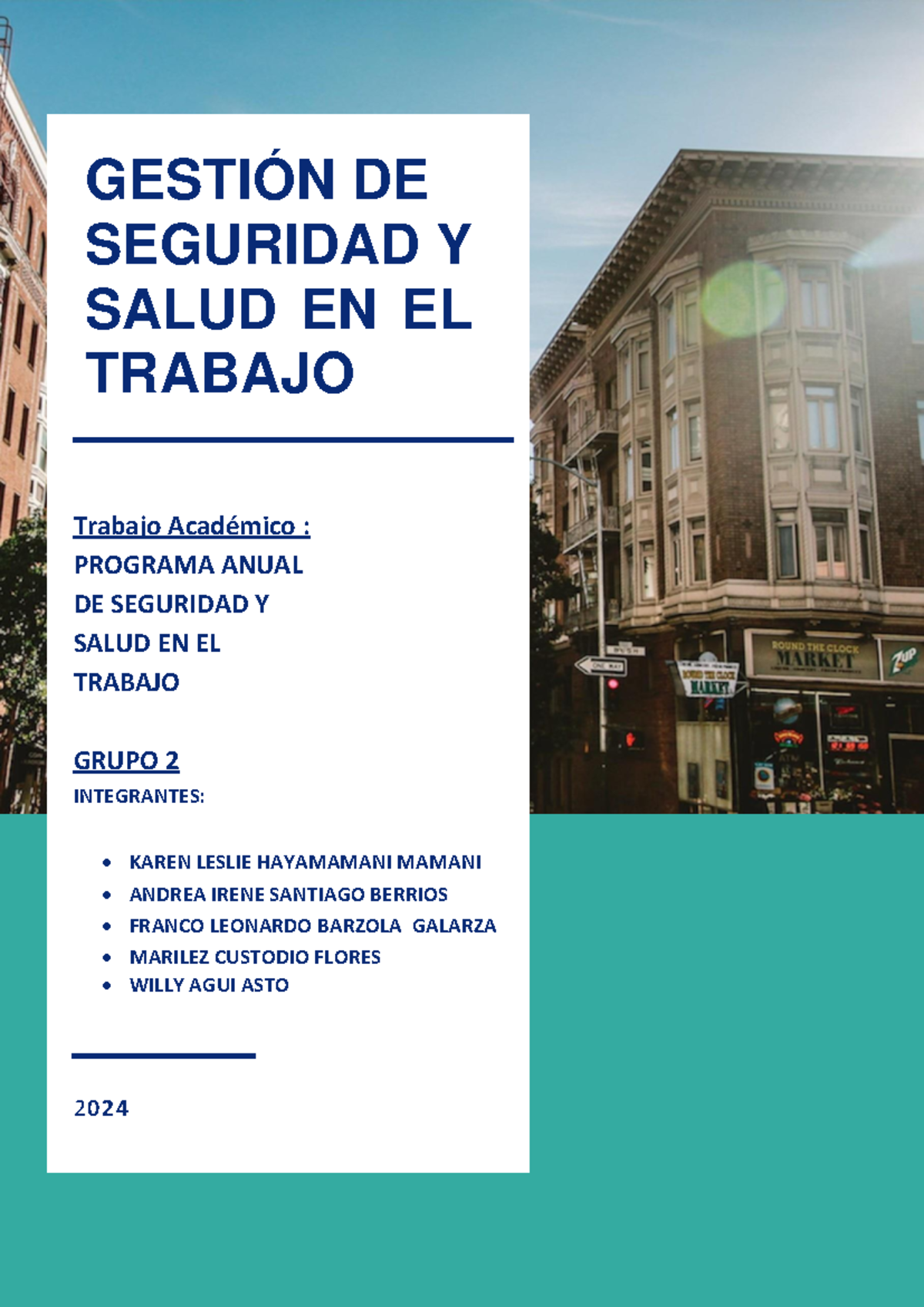 Programa Anual DE SST - 1 GESTIÓN DE SEGURIDAD Y SALUD EN EL TRABAJO ...