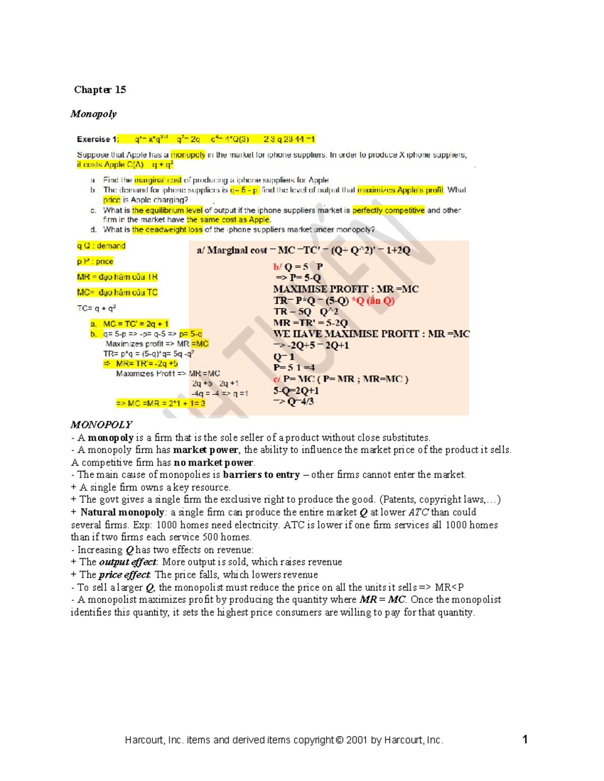 Chap15 Monopoly - CHAP 15 - Chapter 15 Monopoly MONOPOLY A monopoly is ...