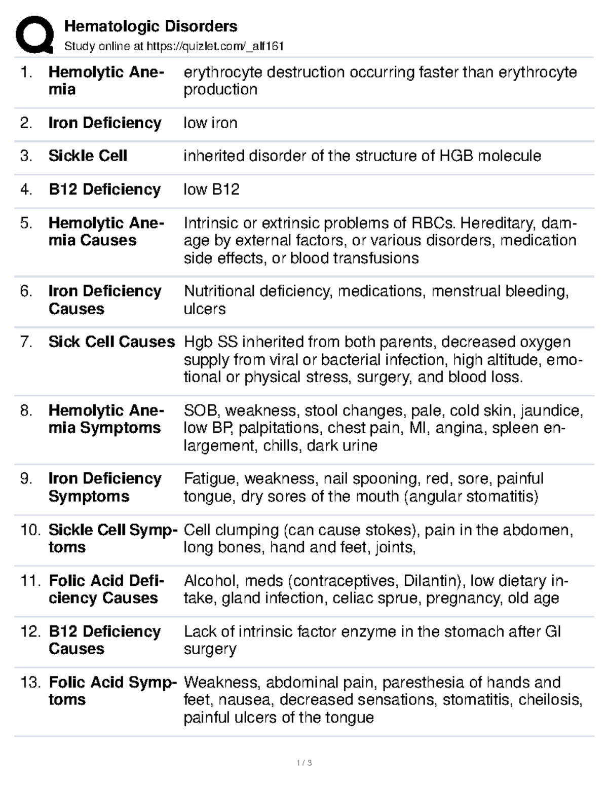 Hematologic Disorders Hematologic Disorders Study online at quizlet