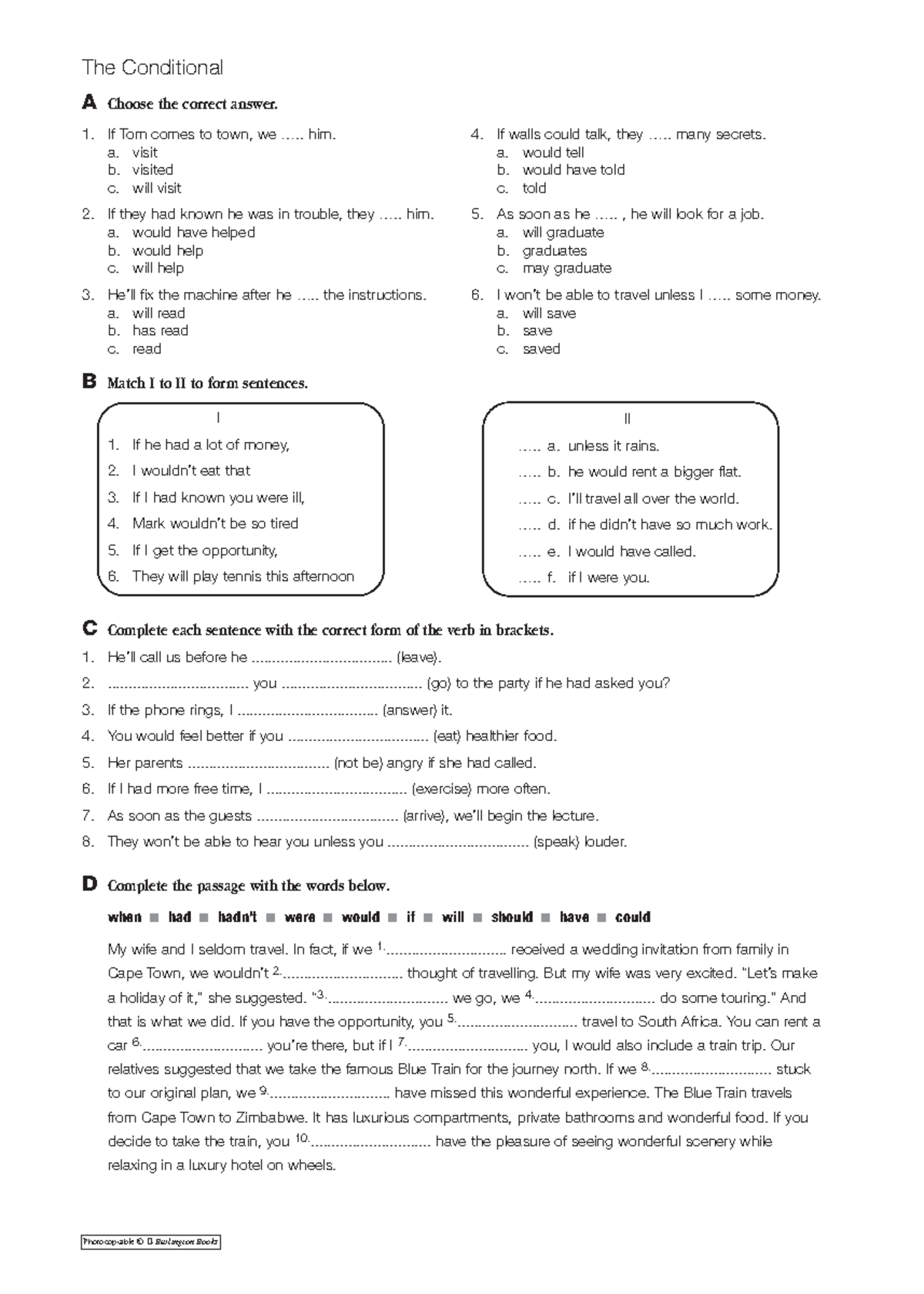 Grammar-Conditional - Grammar conditionals practice - C Complete each ...